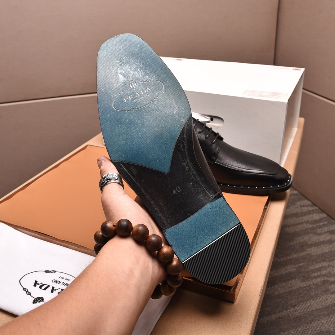 Prada men's leather shoes-16