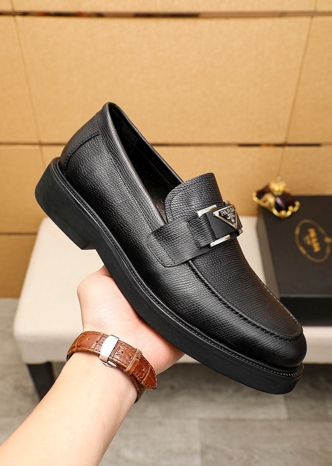 Prada men's leather shoes-54