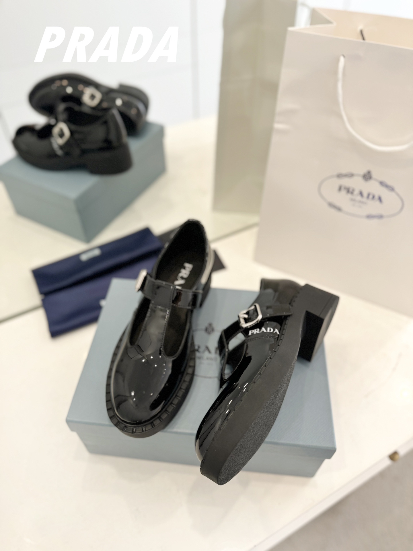 Prada women's leather shoes-4