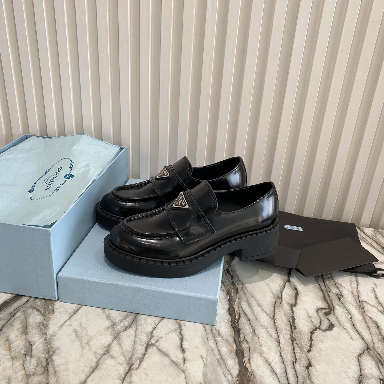 Prada men's leather shoes-9