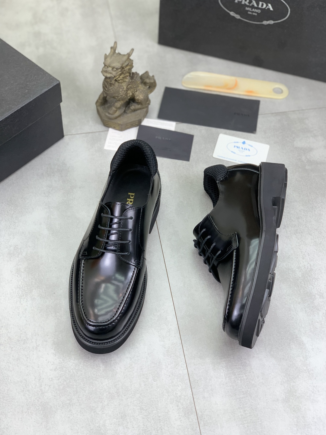 Prada men's leather shoes-12