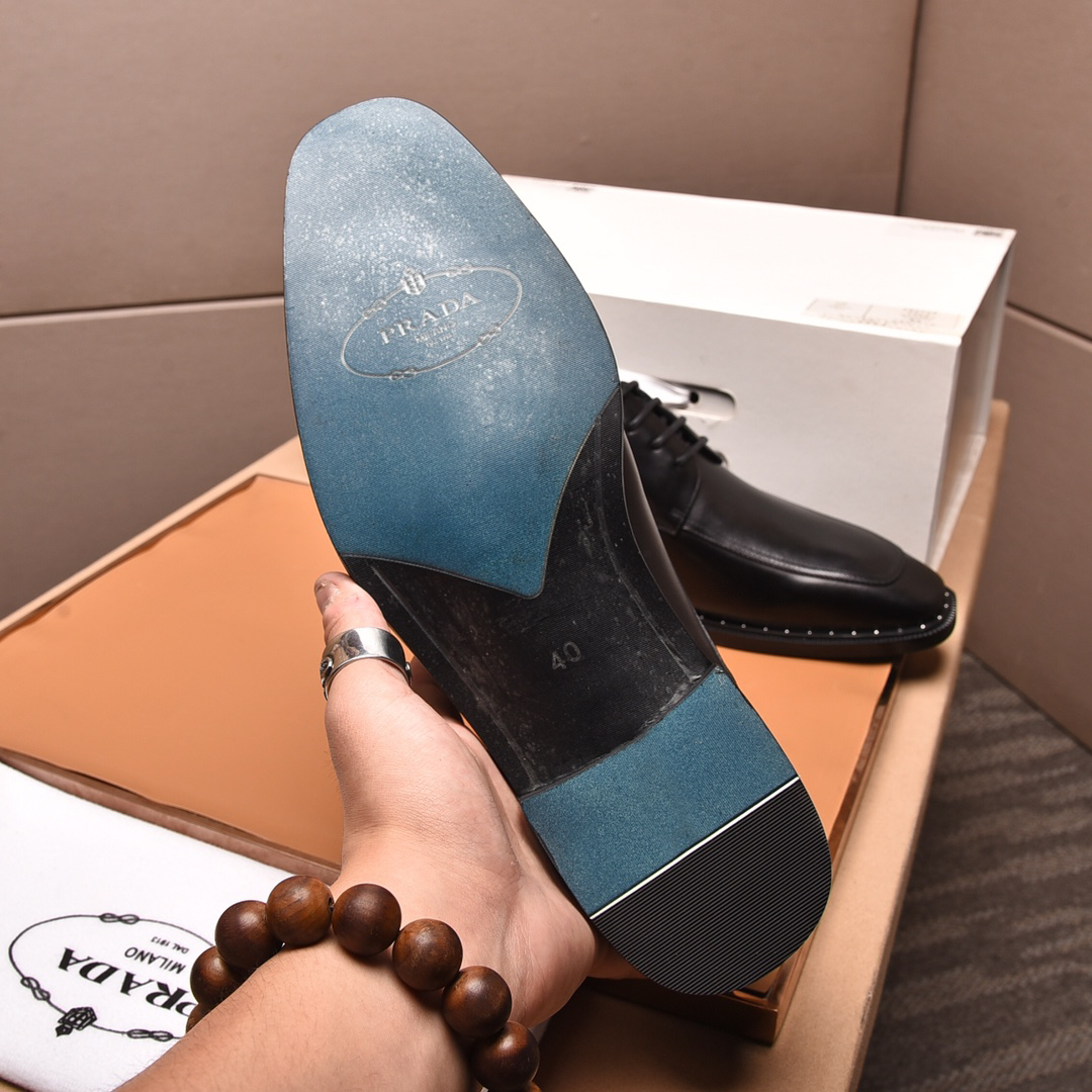 Prada men's leather shoes-10