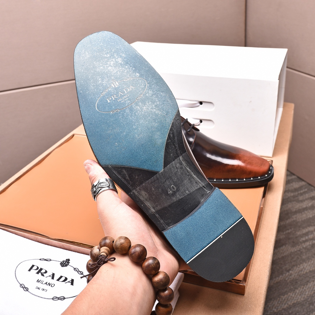Prada men's leather shoes-62