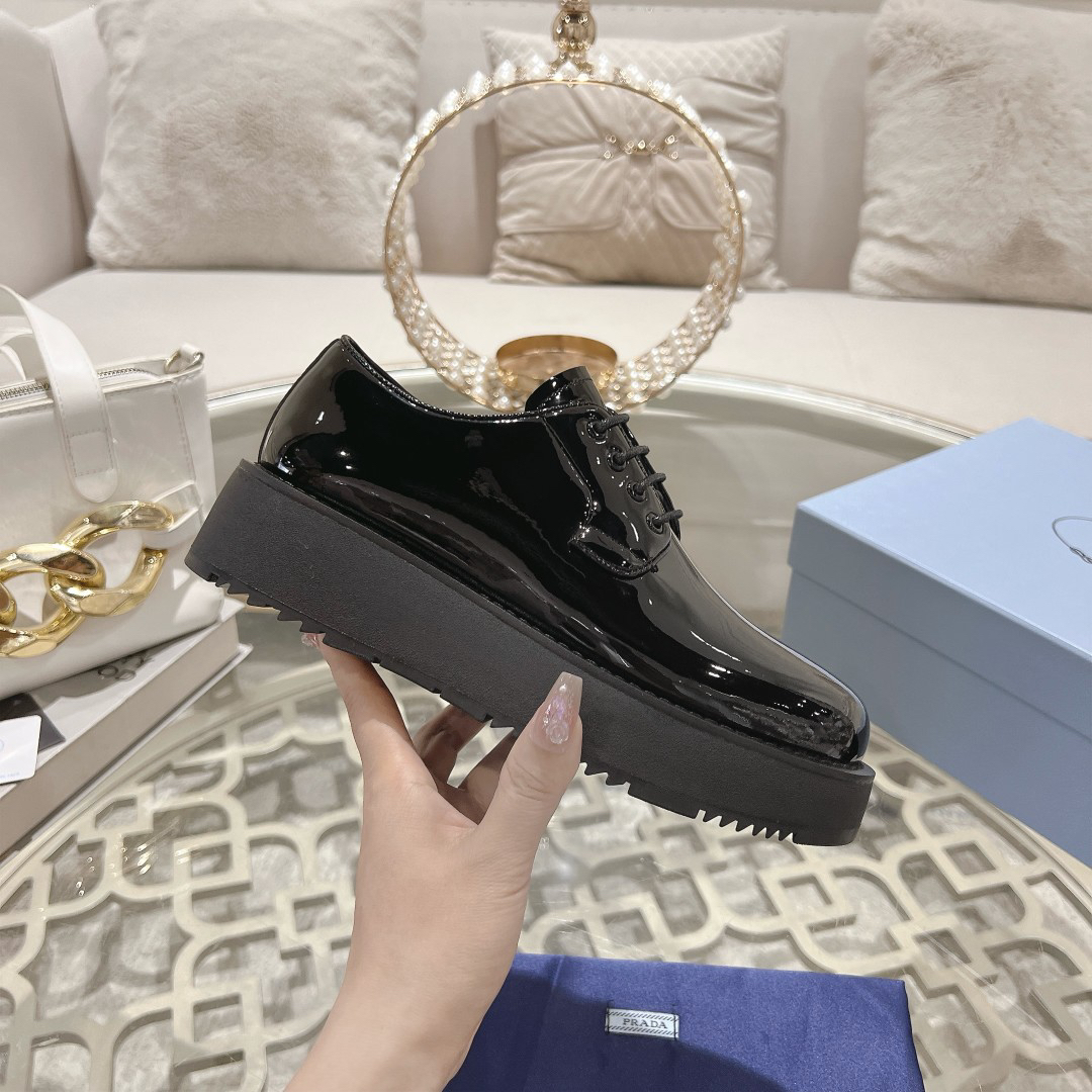 Prada women's leather shoes-20