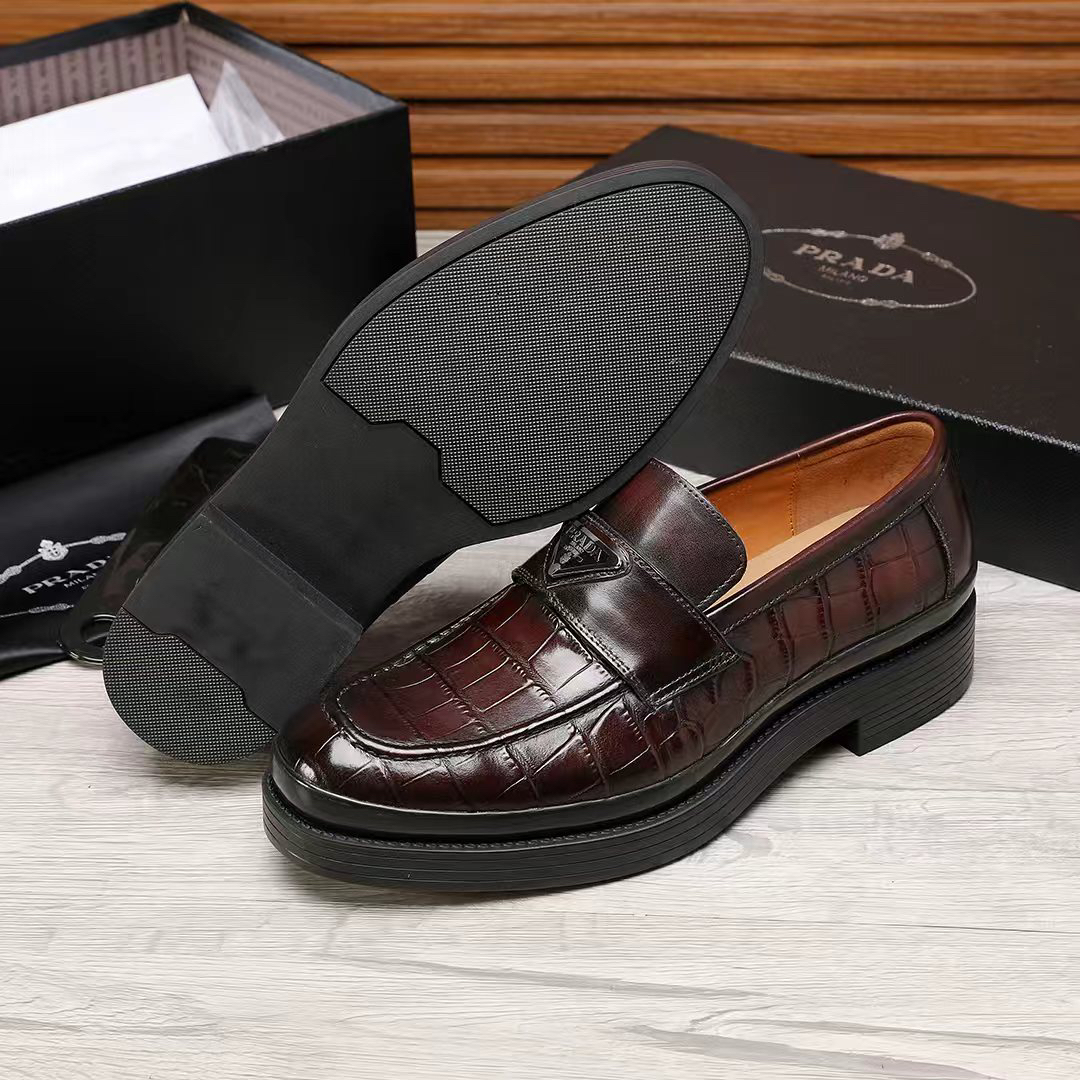 Prada men's leather shoes-80