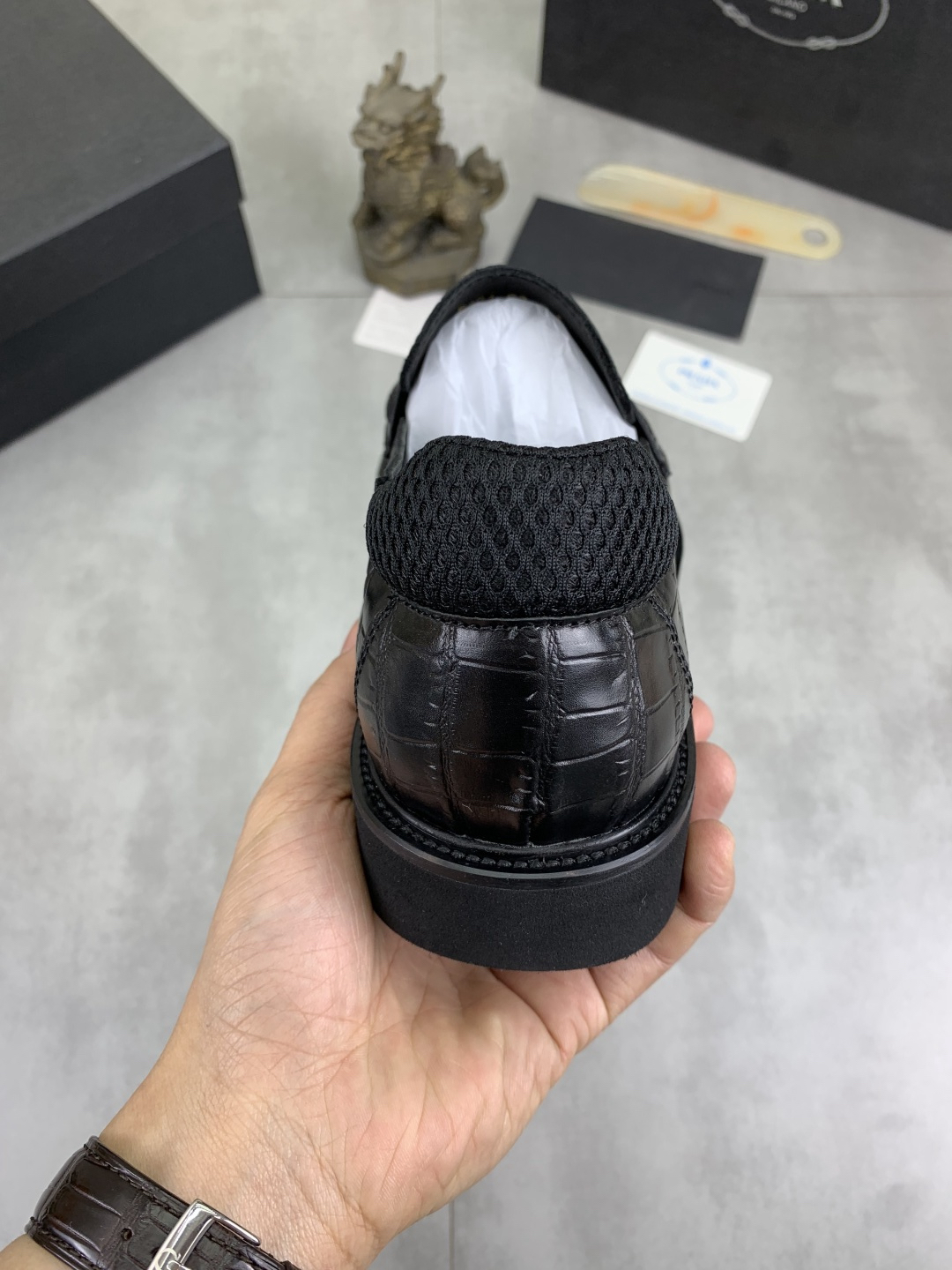 Prada men's leather shoes-13