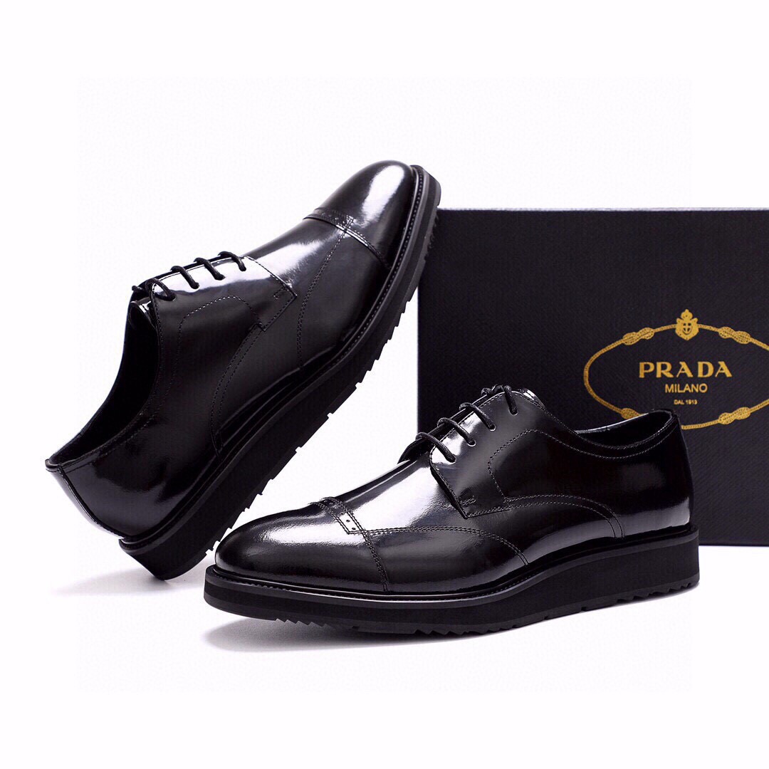 Prada men's leather shoes-26