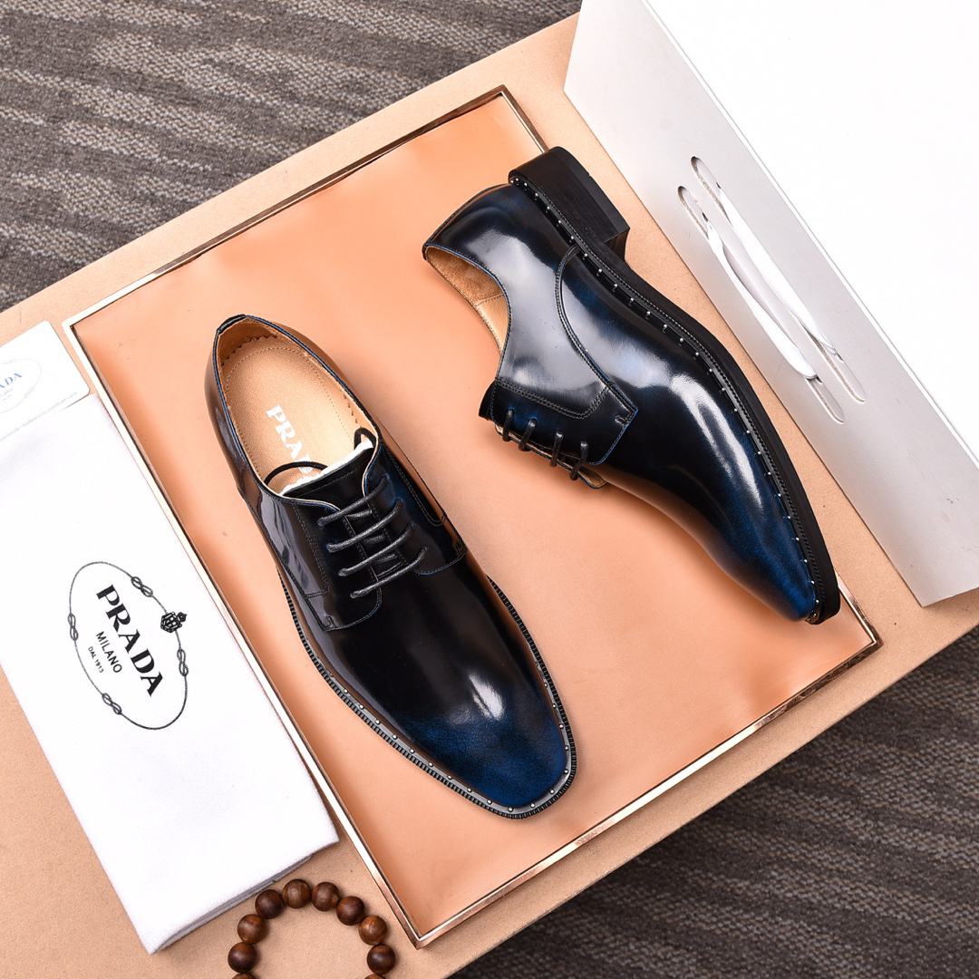 Prada men's leather shoes-81
