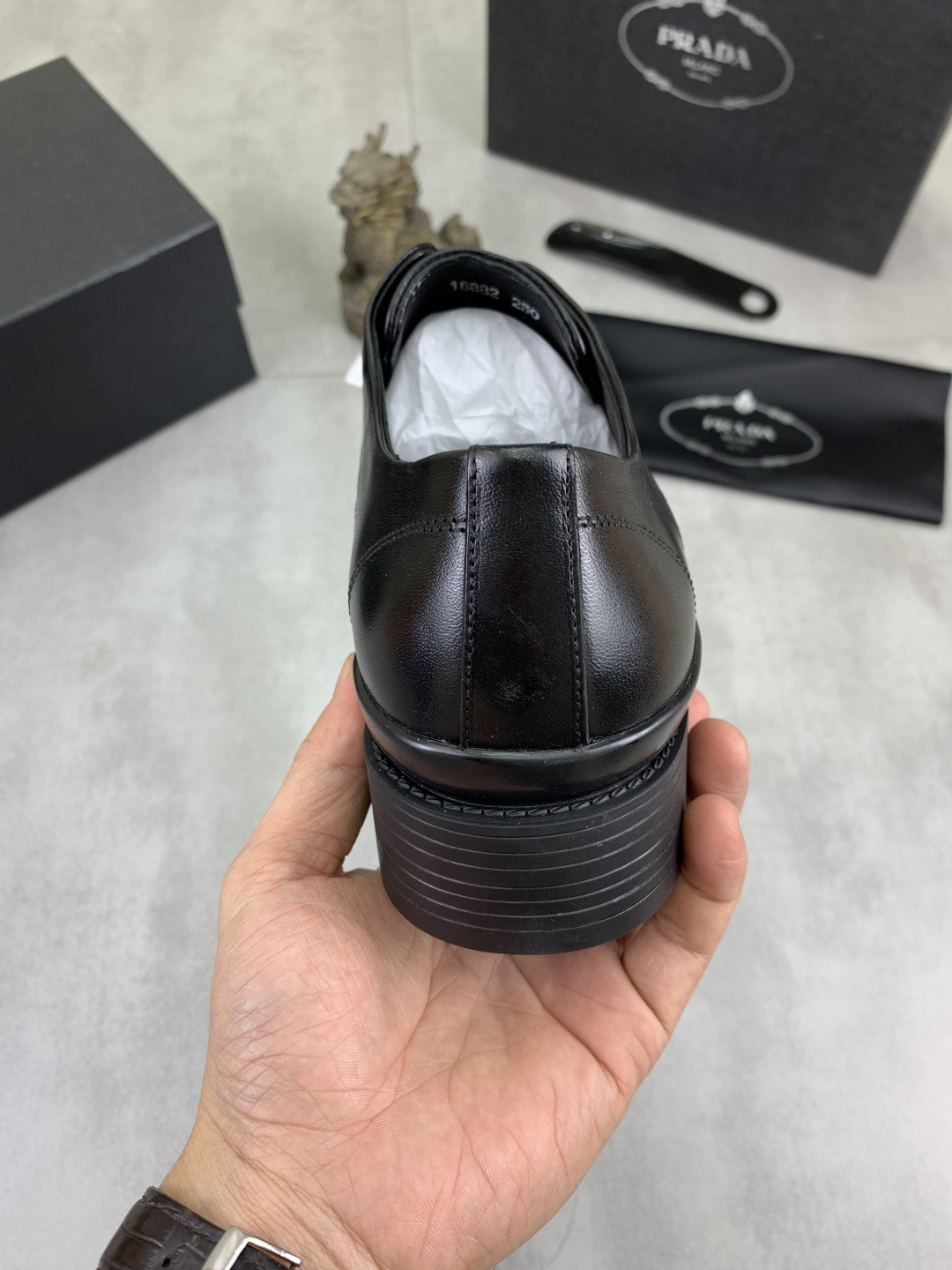 Prada men's leather shoes-14