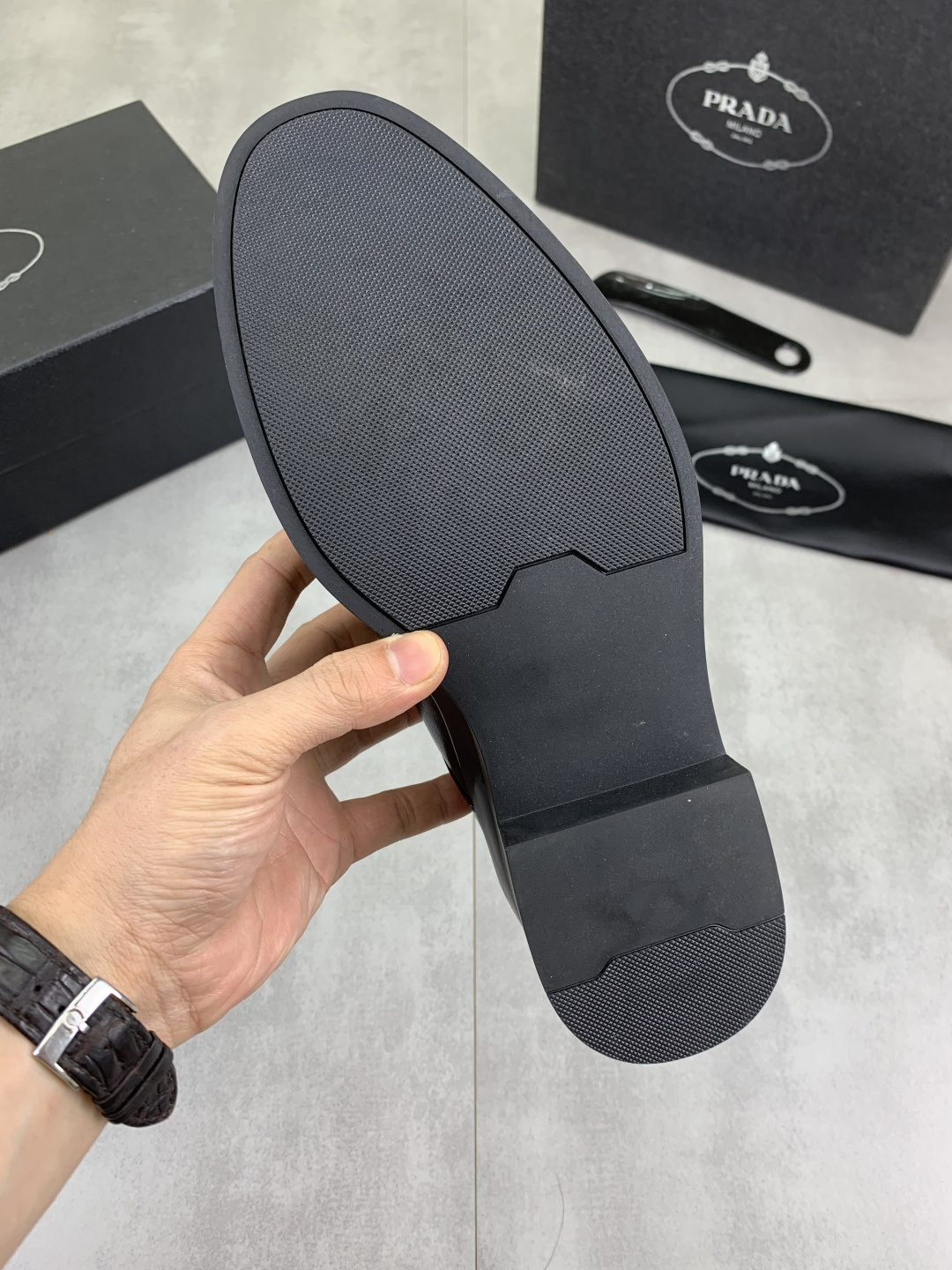 Prada men's leather shoes-14