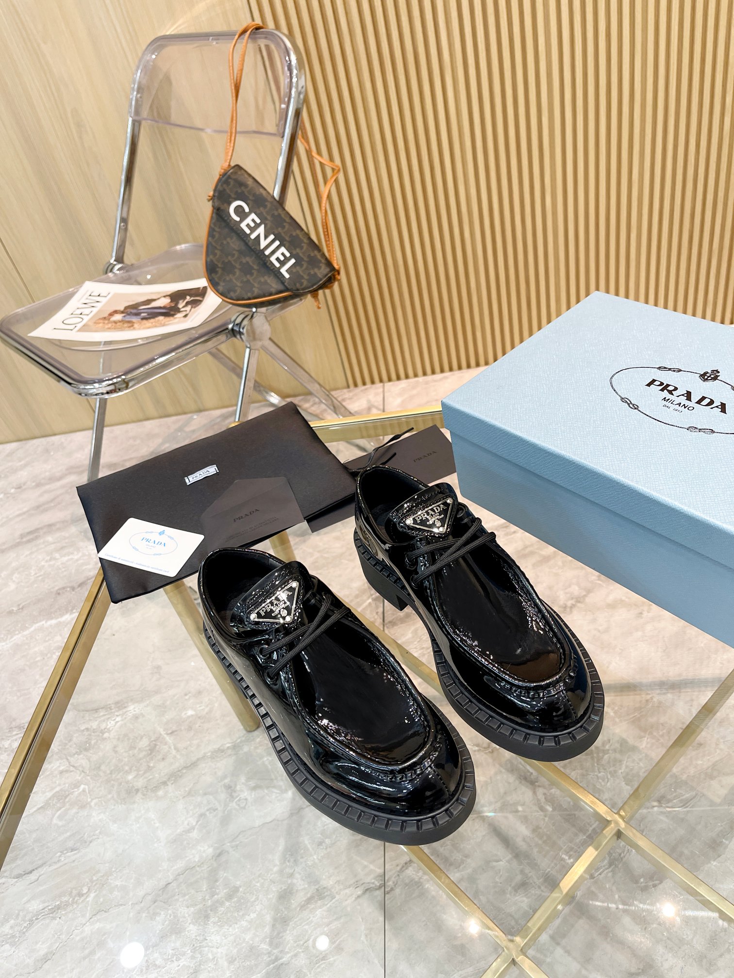 Prada men's leather shoes-19