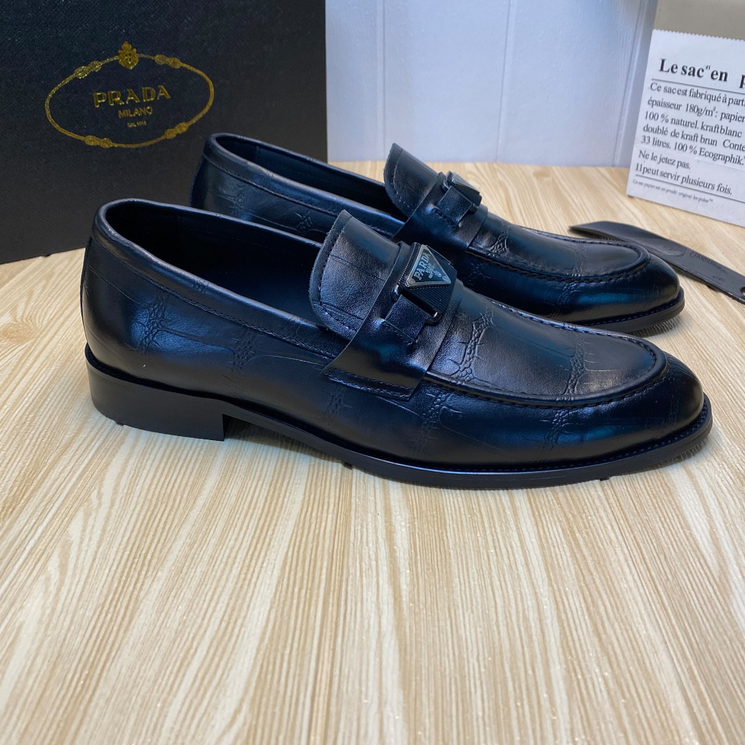 Prada men's leather shoes-6