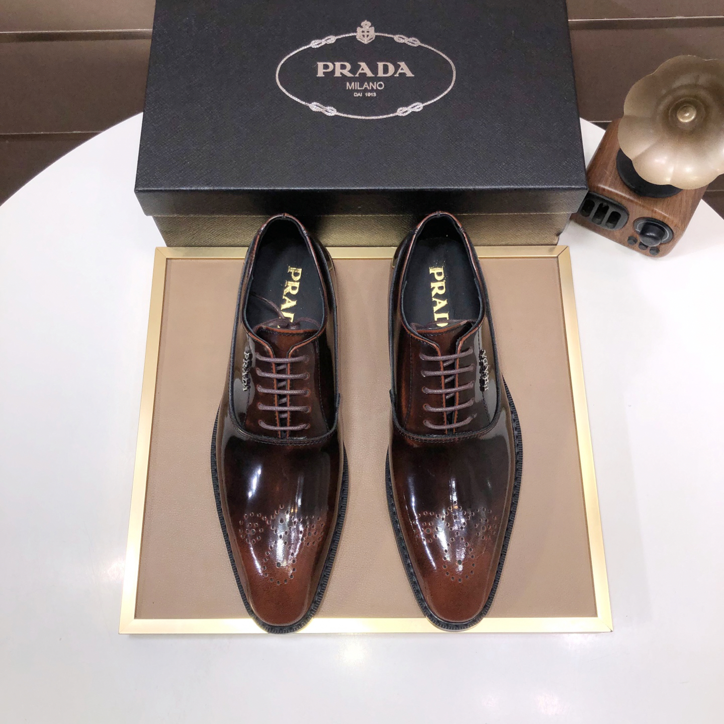 Prada men's leather shoes-49