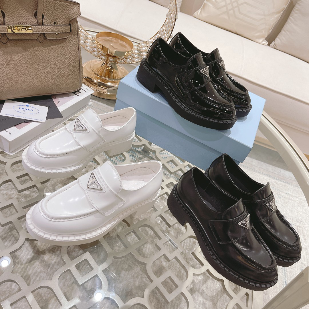 Prada women's leather shoes-24