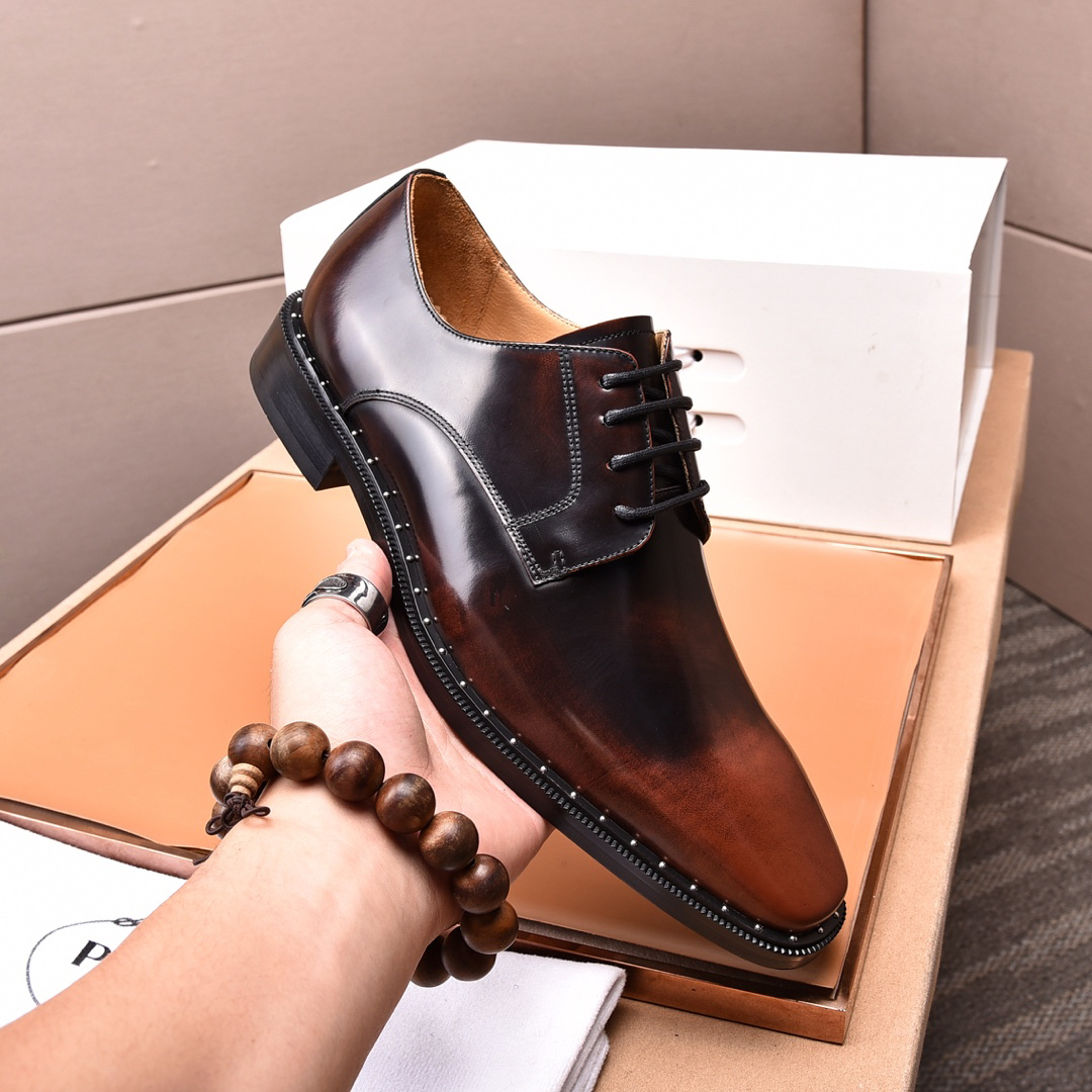 Prada men's leather shoes-62