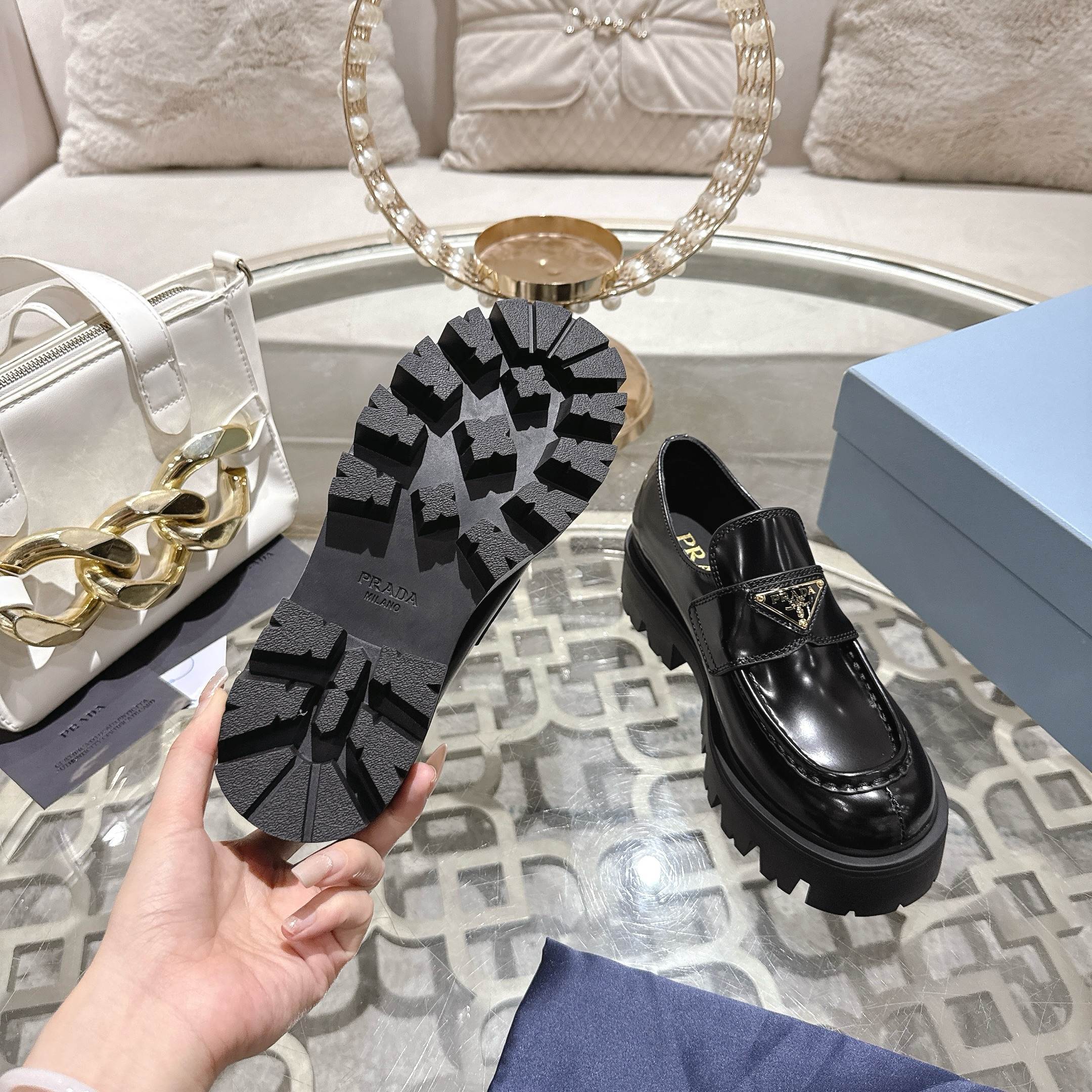 Prada women's leather shoes-13