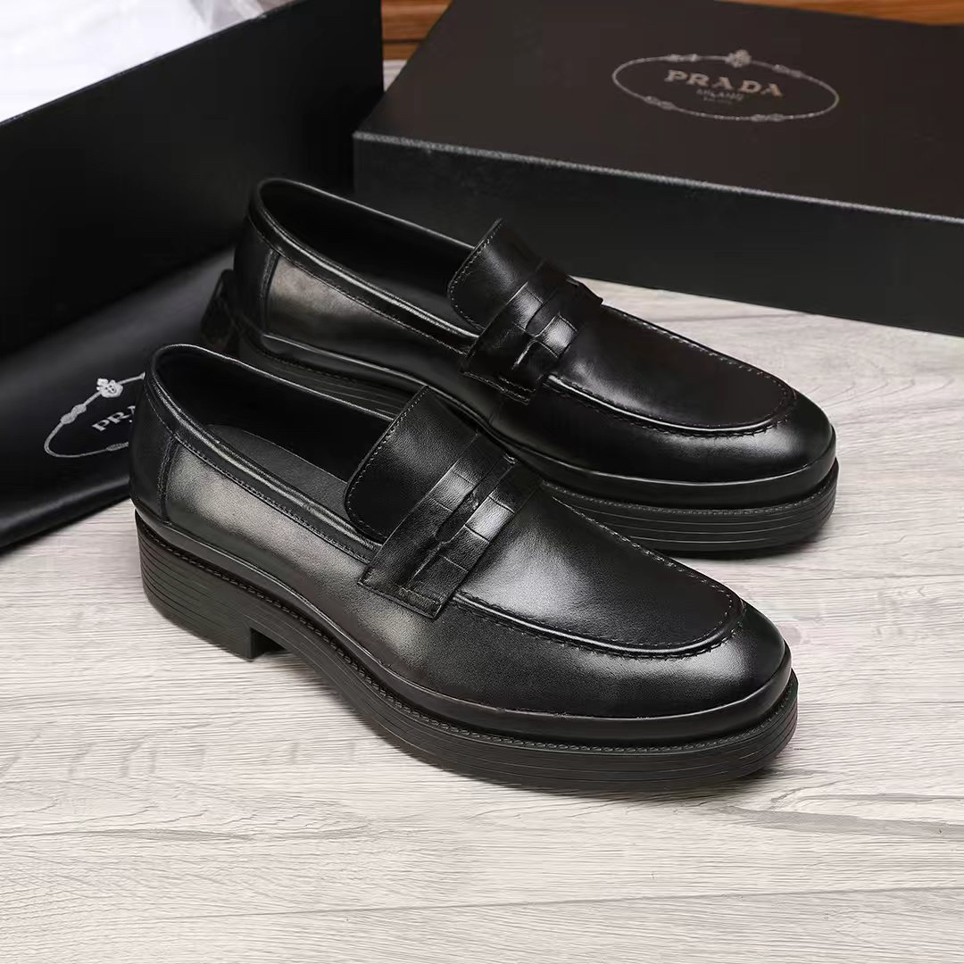 Prada men's leather shoes-79