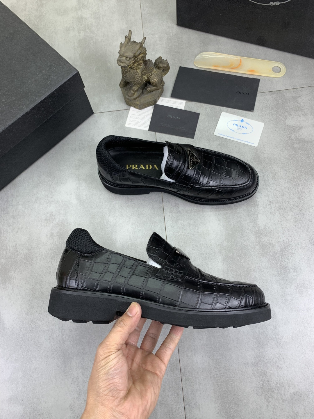 Prada men's leather shoes-13