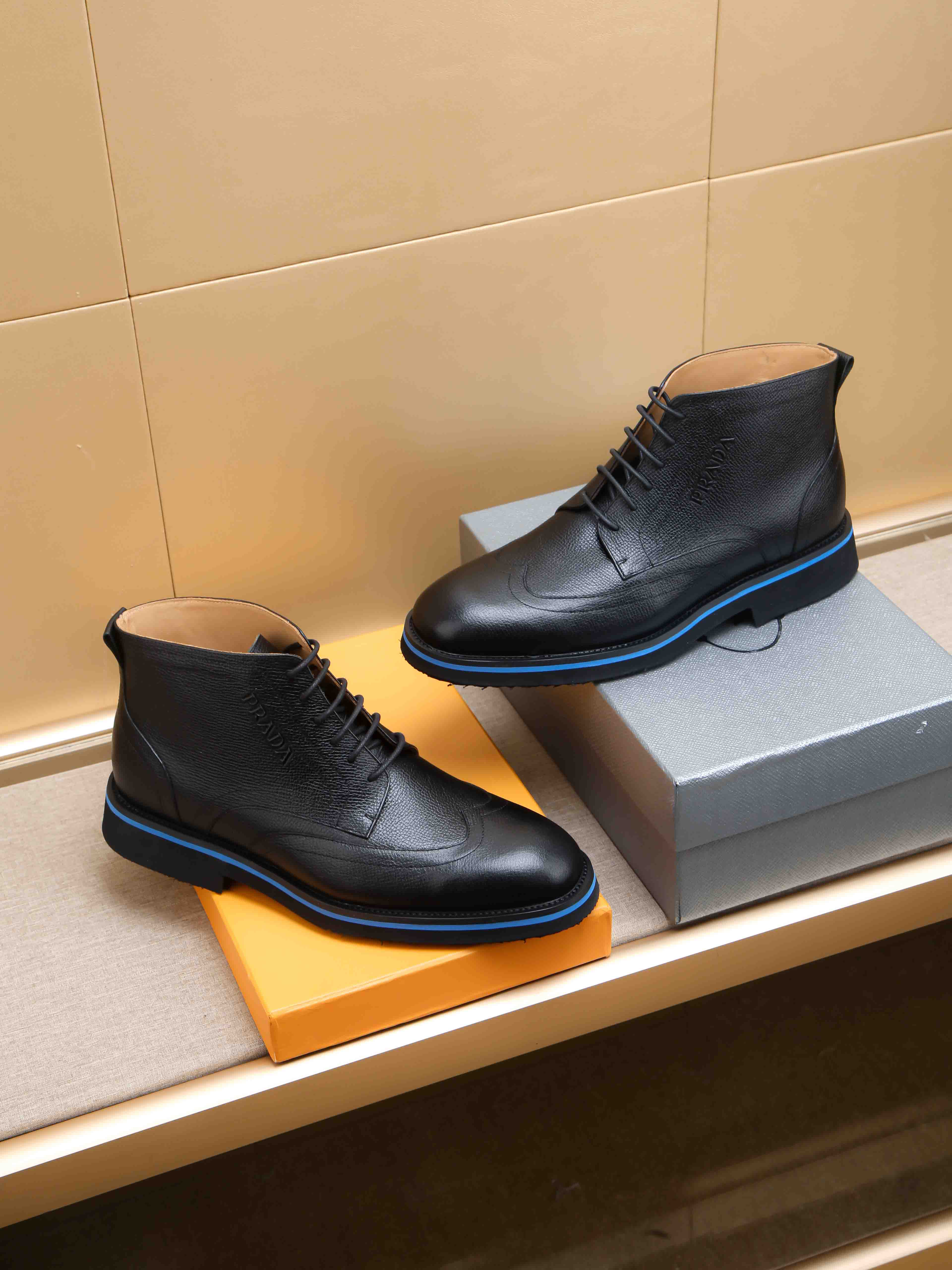 Prada men's leather shoes-83