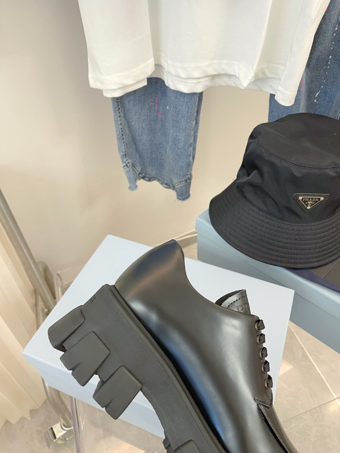 Prada women's leather shoes-21