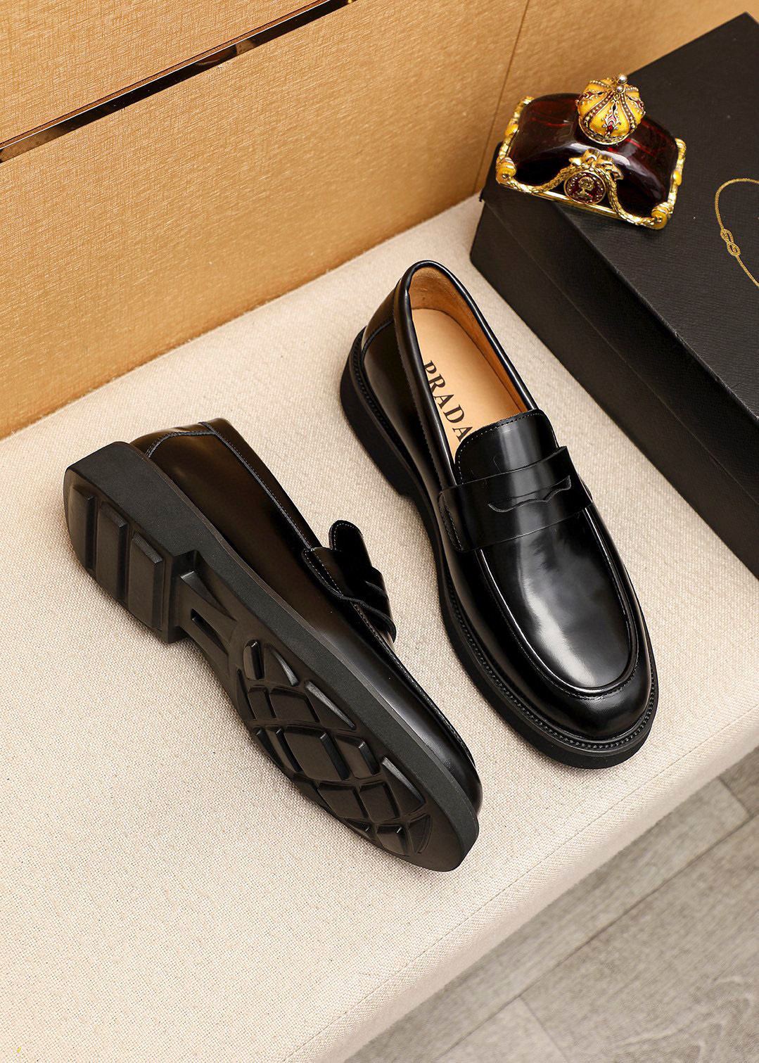 Prada men's leather shoes-55