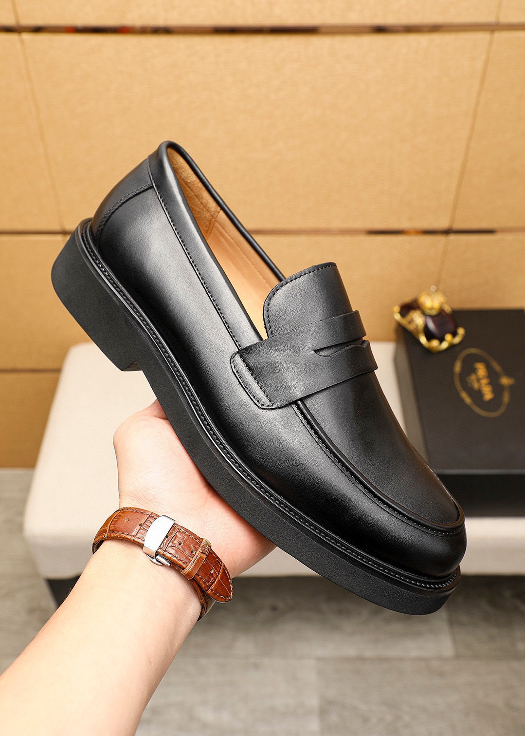 Prada men's leather shoes-52