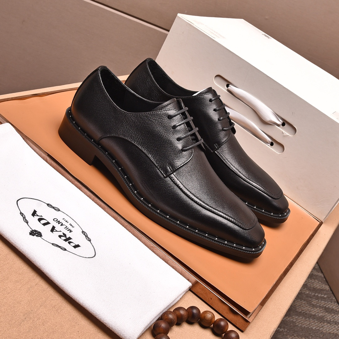 Prada men's leather shoes-16
