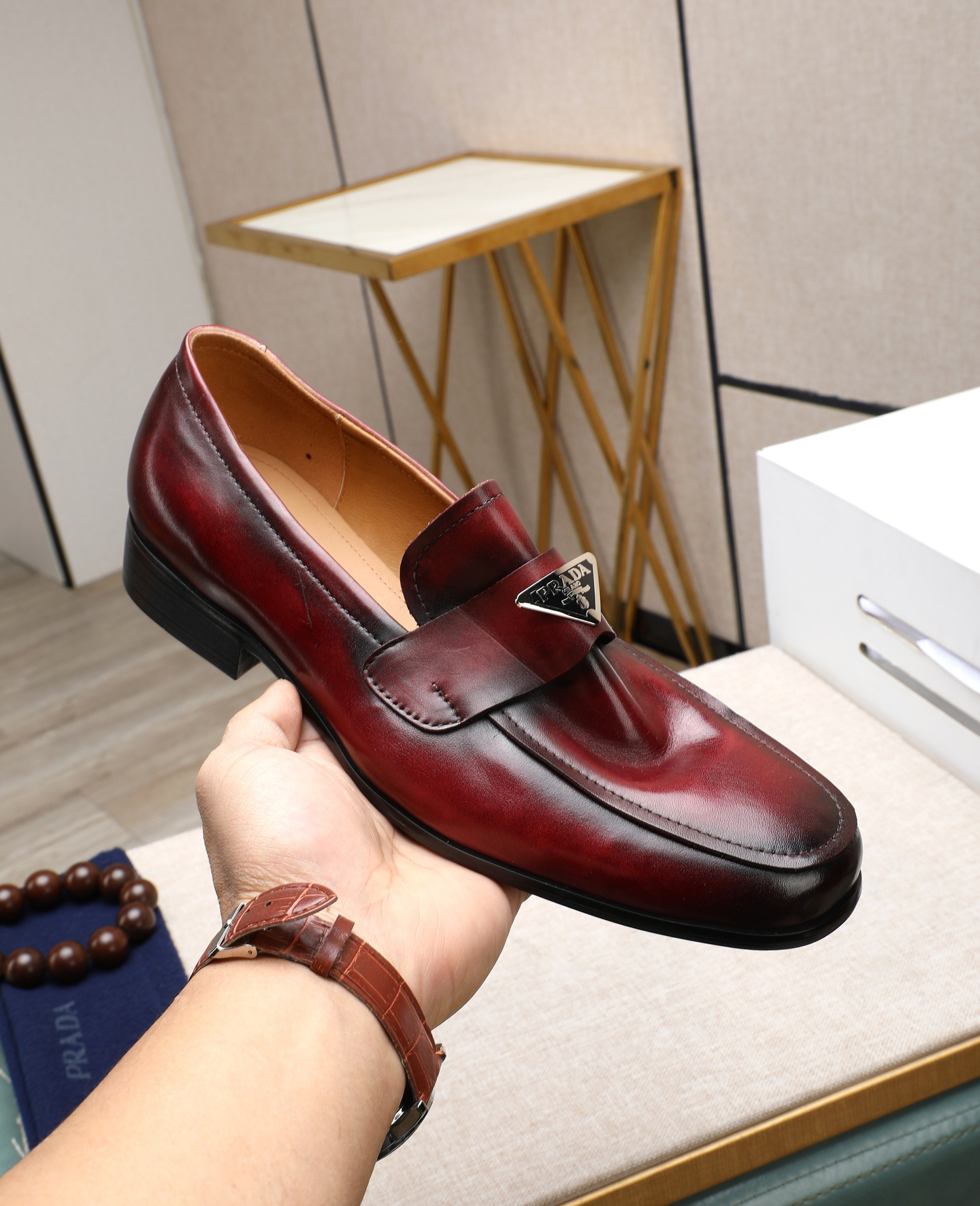 Prada men's leather shoes-60