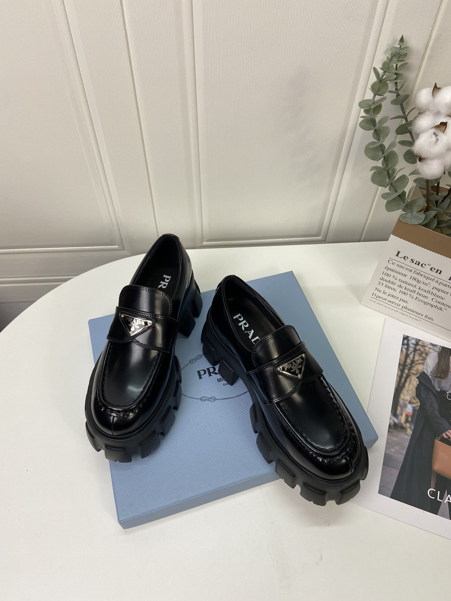 Prada women's leather shoes-14