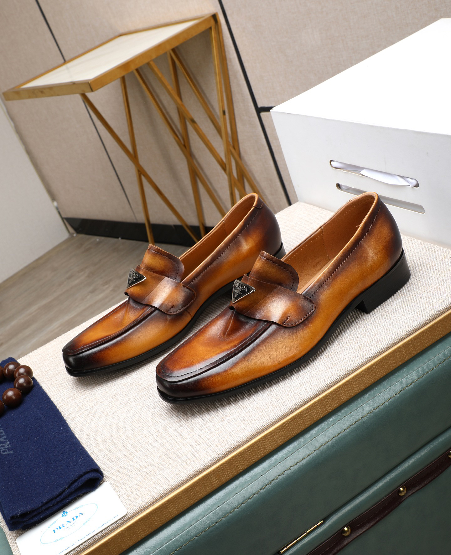 Prada men's leather shoes-59