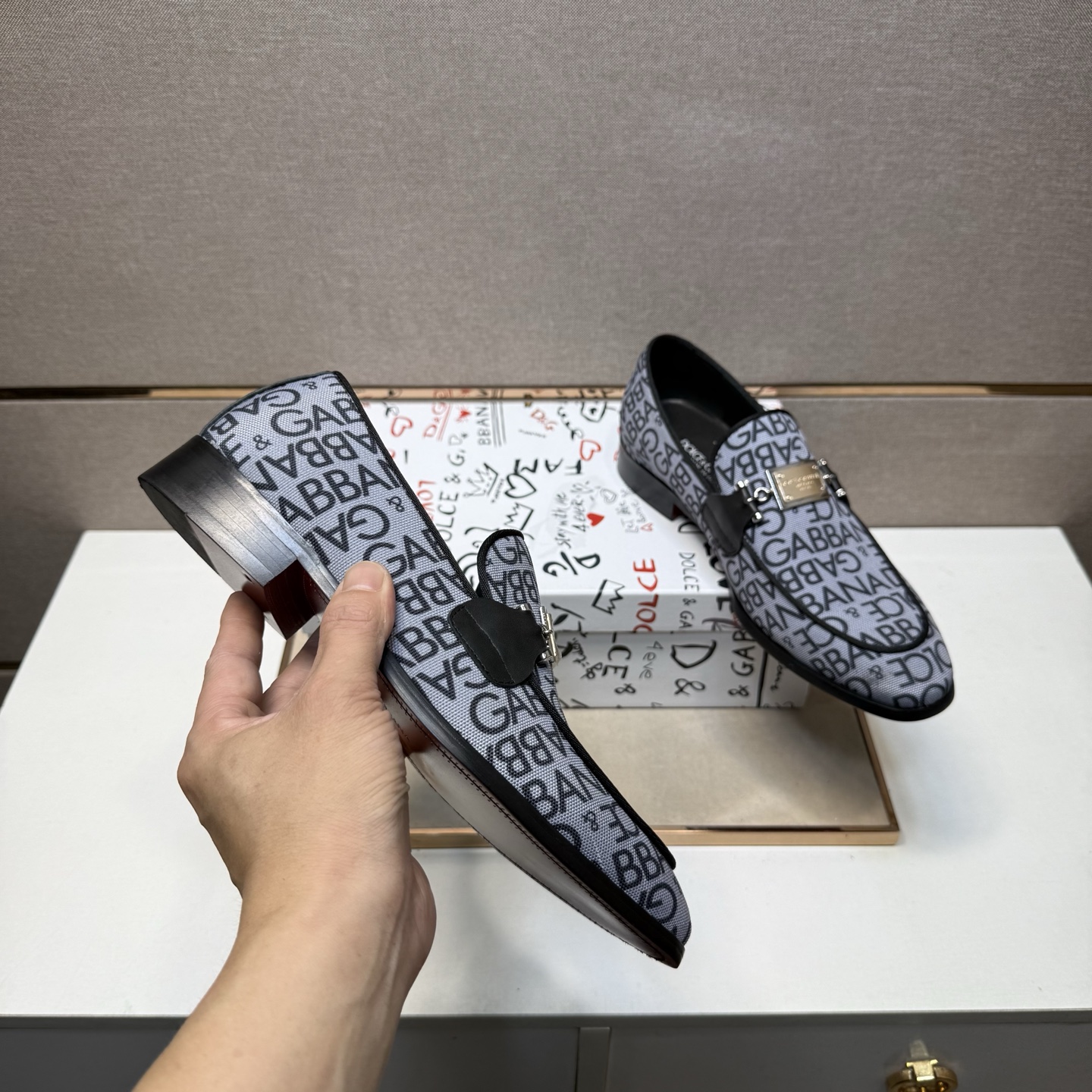 D&G men's leather shoes-108