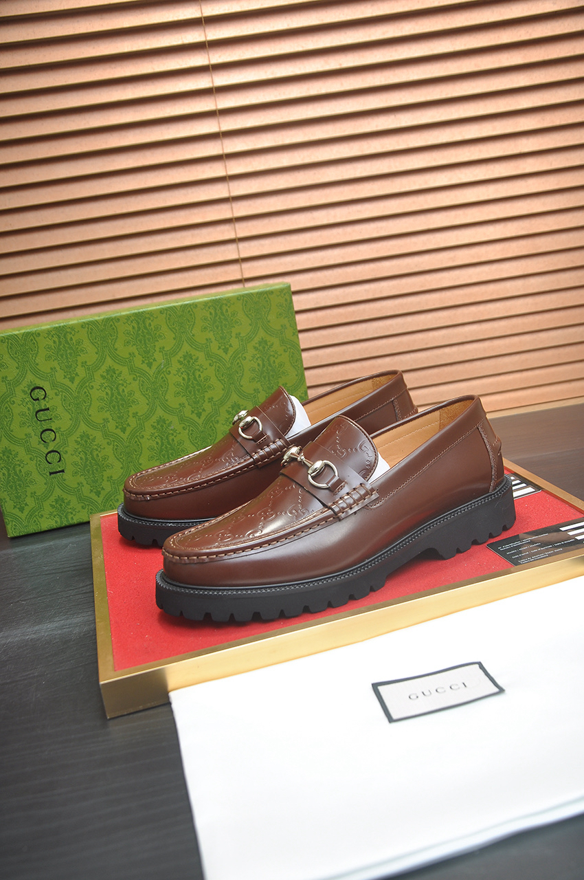 Gucci men's leather shoes-25