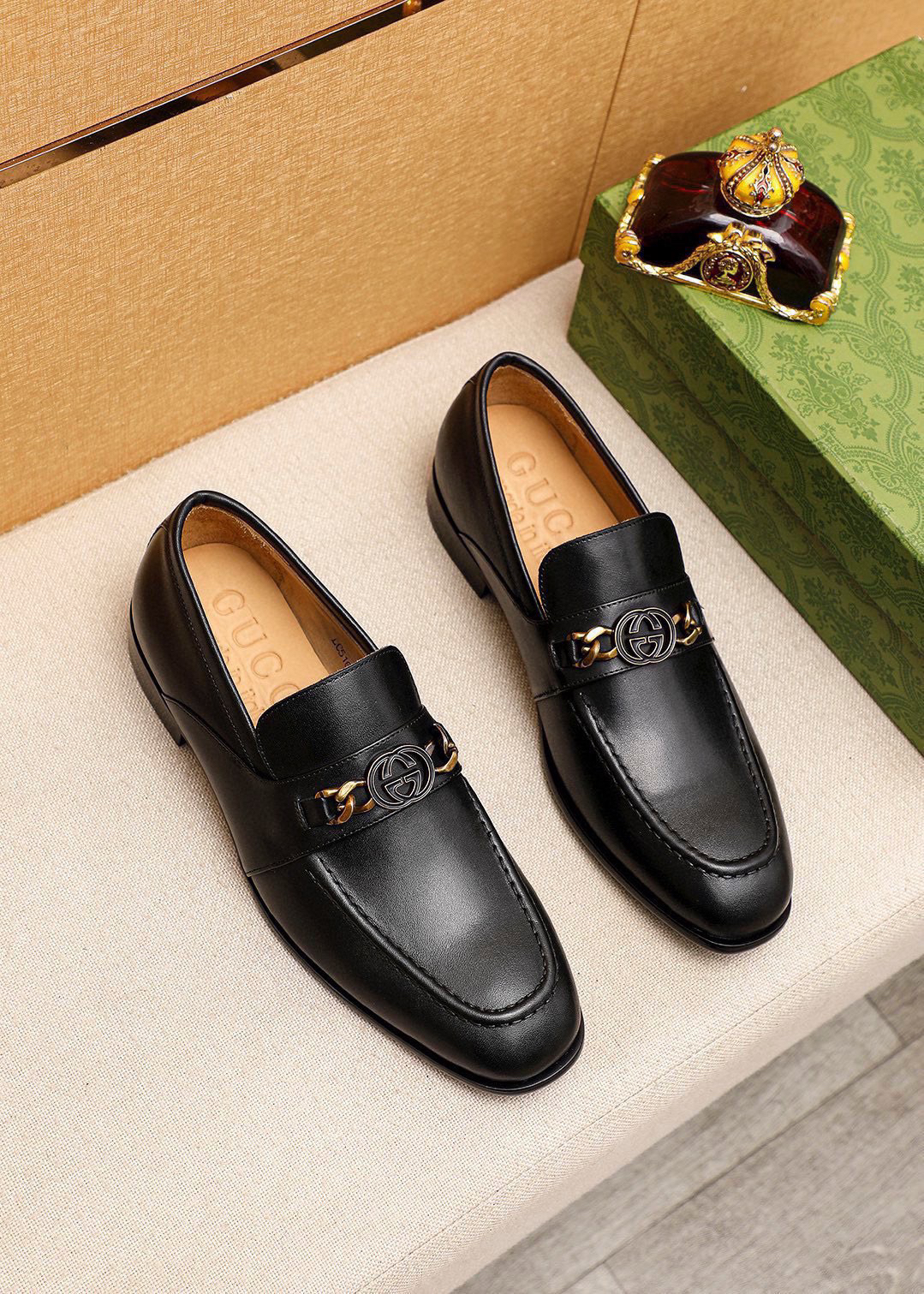 Gucci men's leather shoes-82
