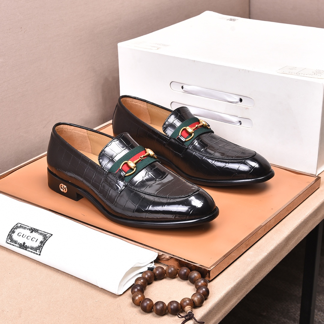 Gucci men's leather shoes-11