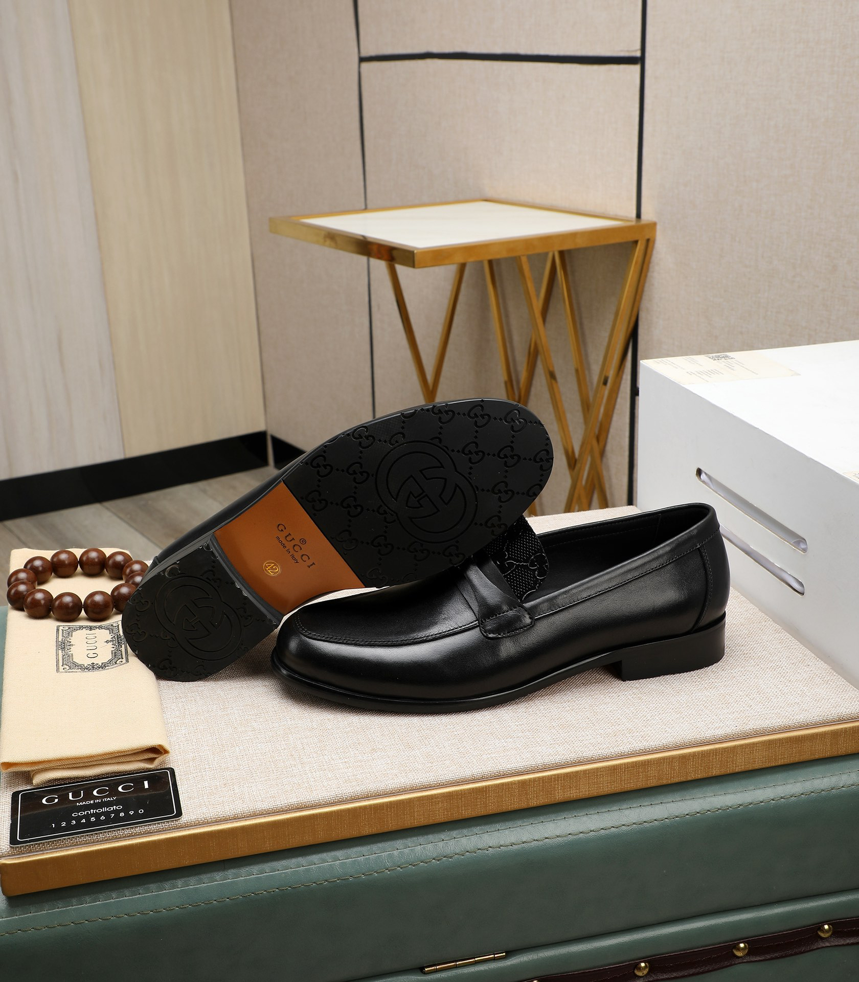 Gucci men's leather shoes-10