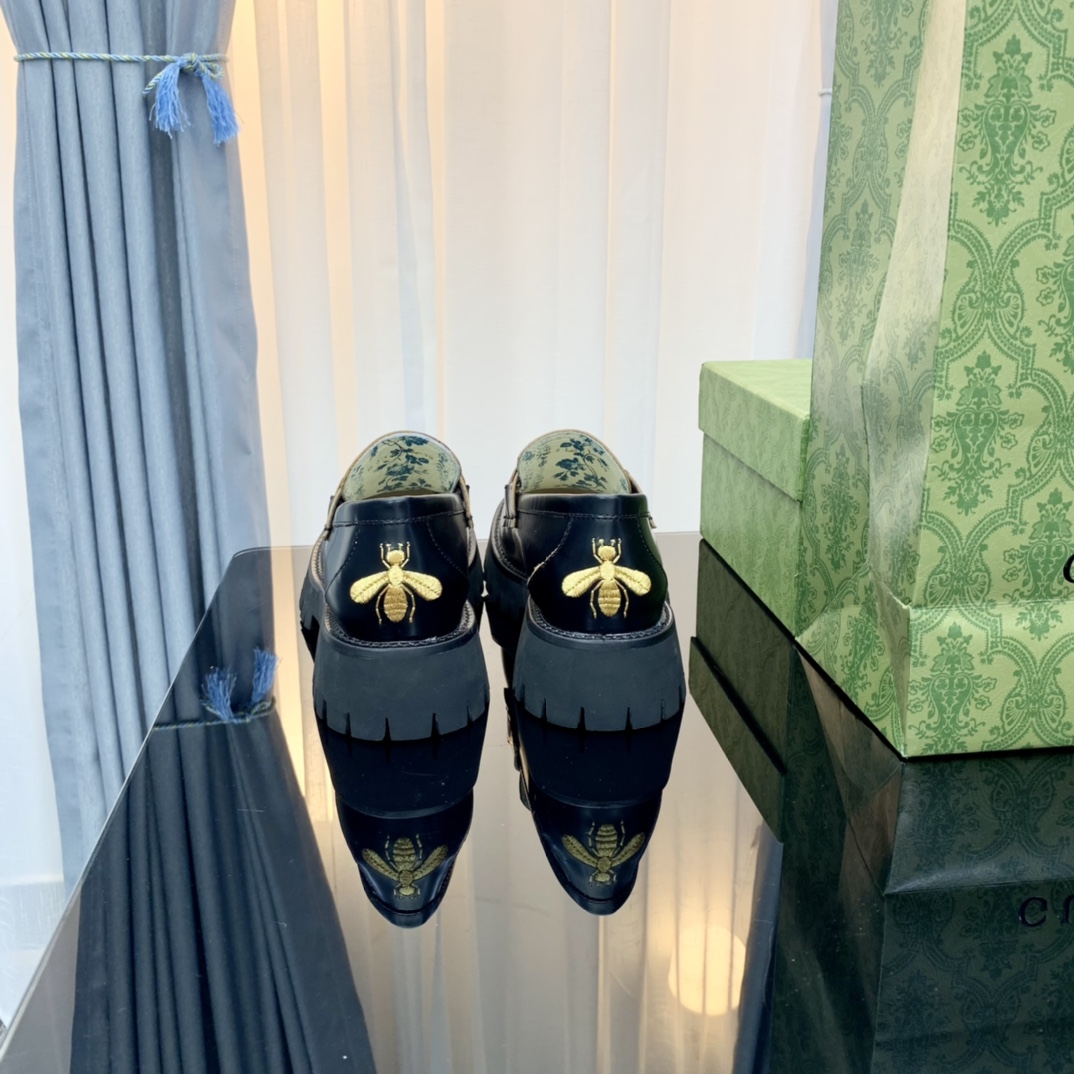 Gucci women's leather shoes-3