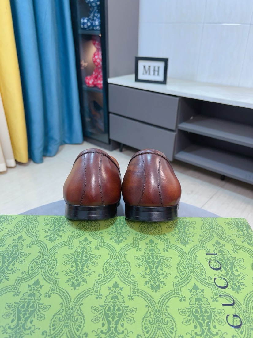 Gucci men's leather shoes-3