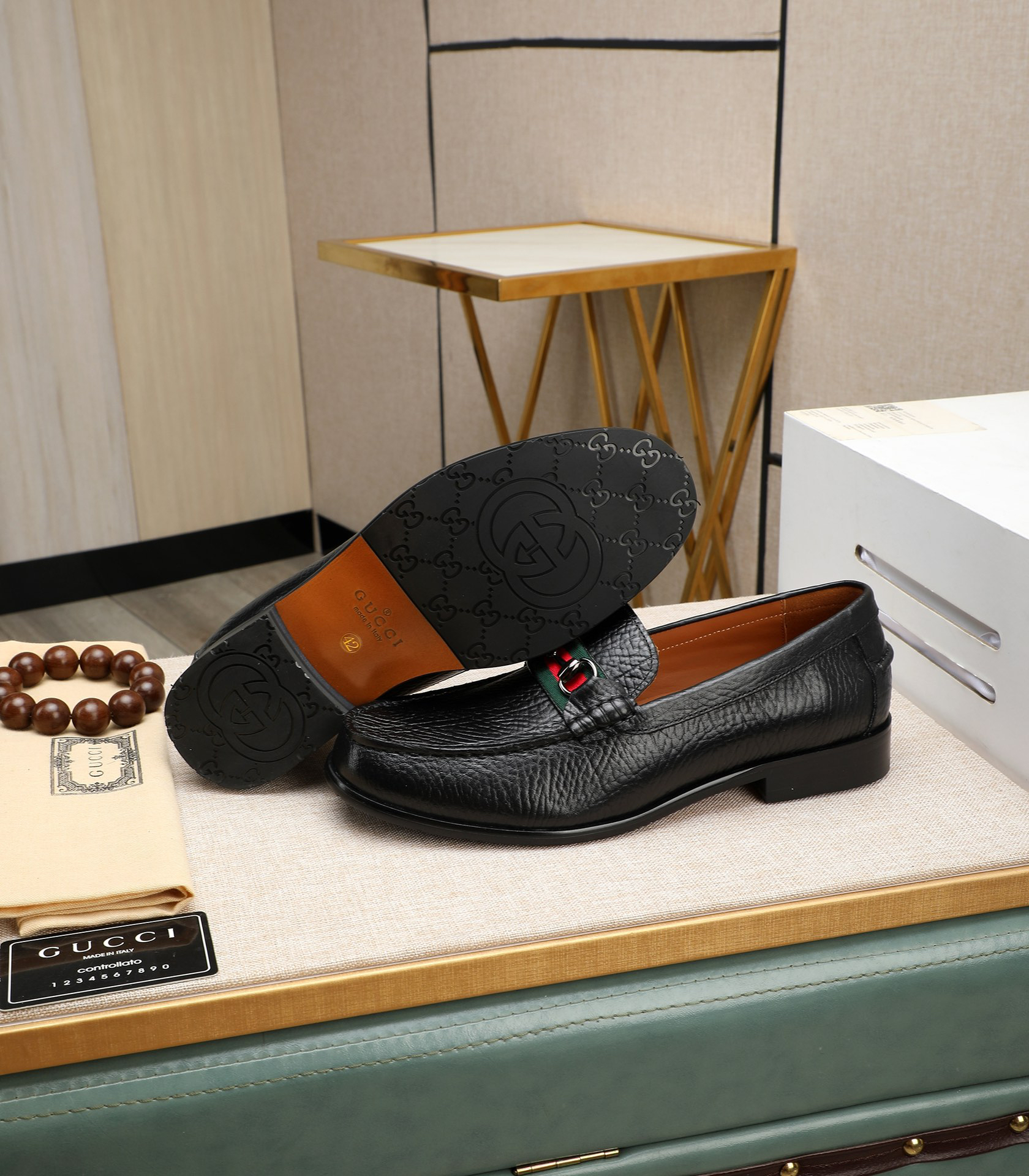 Gucci men's leather shoes-113