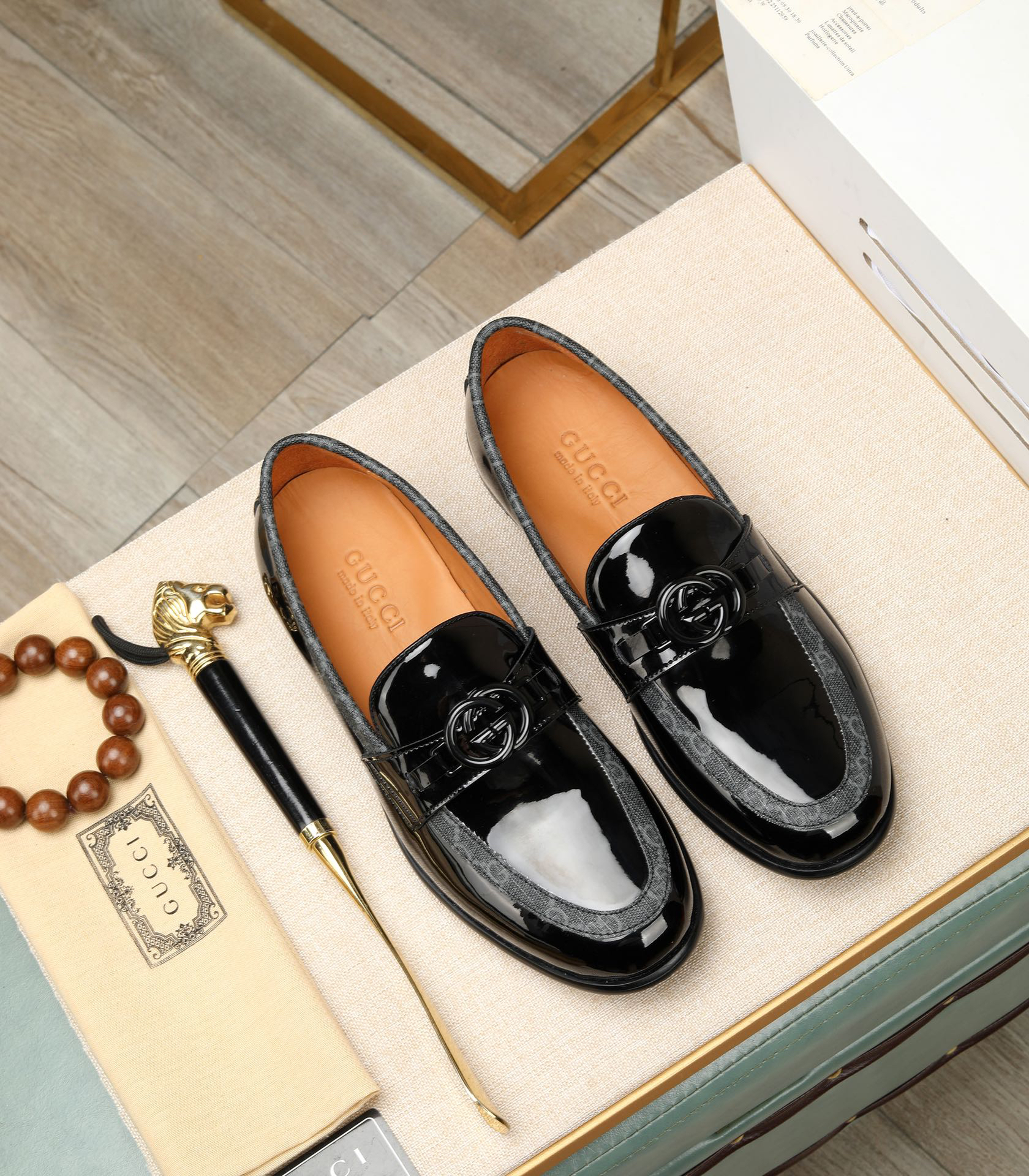 Gucci men's leather shoes-7