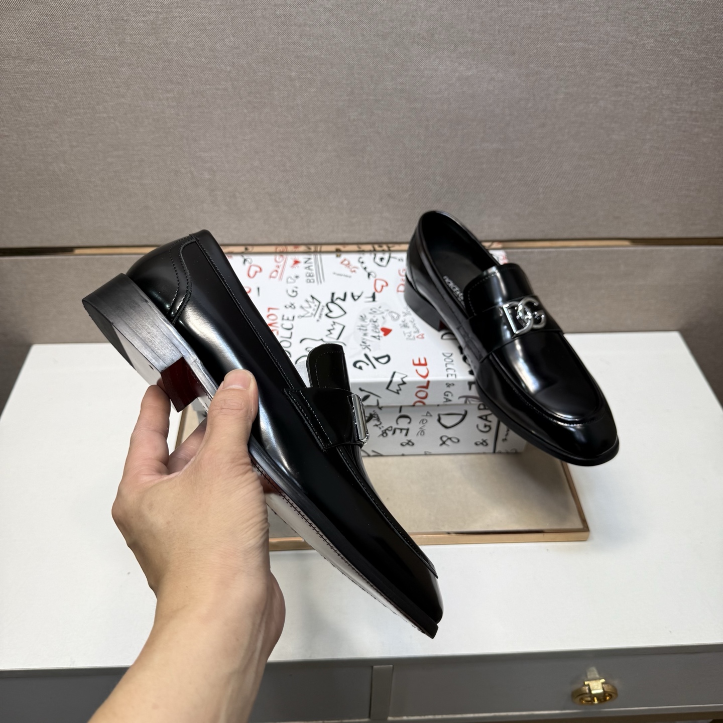 D&G men's leather shoes-113