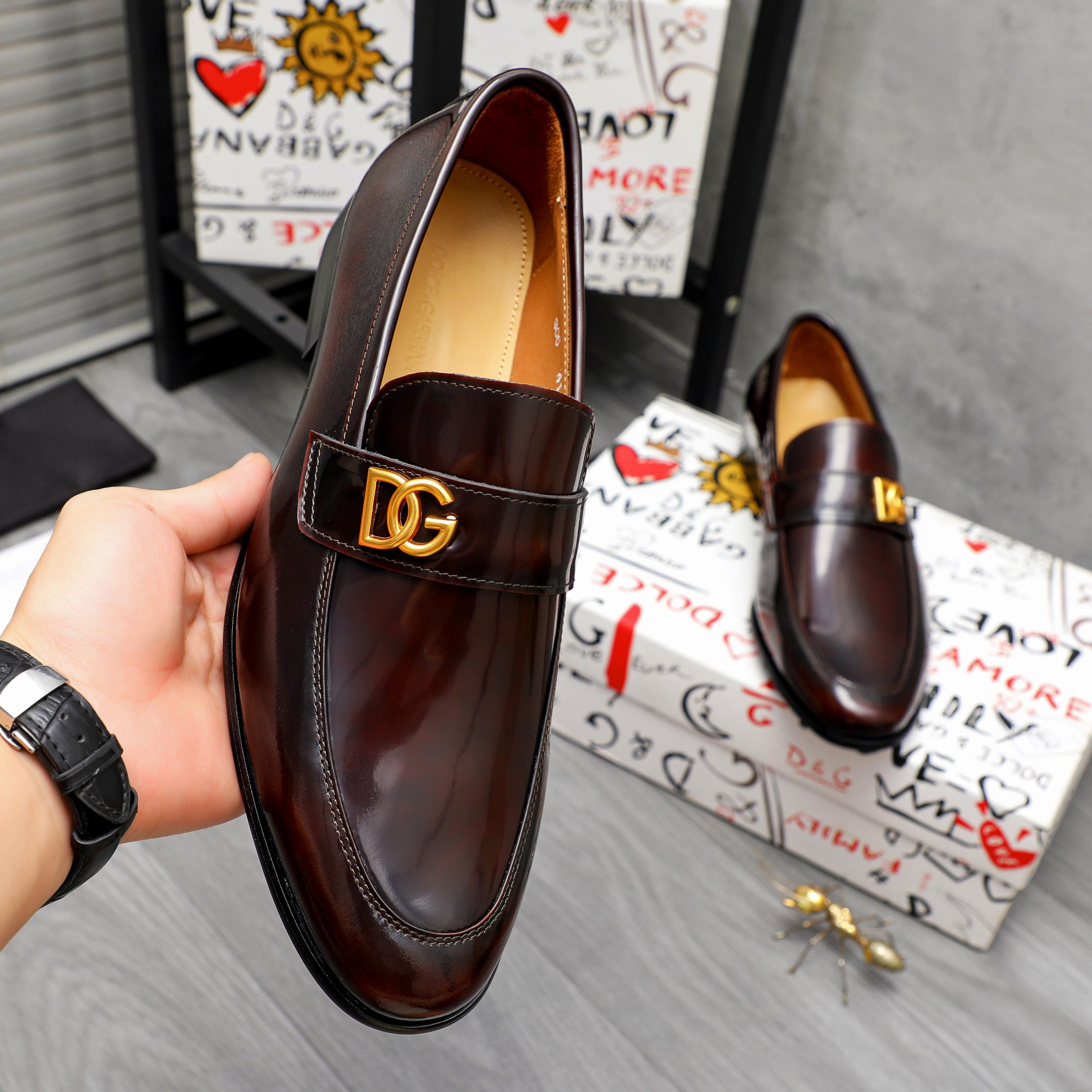 D&G men's leather shoes-59