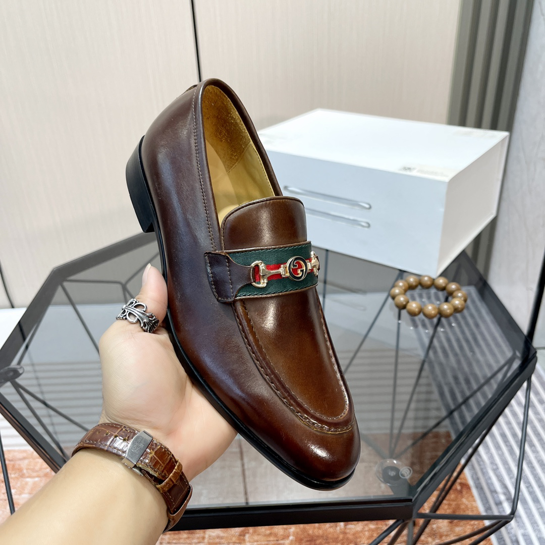 Gucci men's leather shoes-128