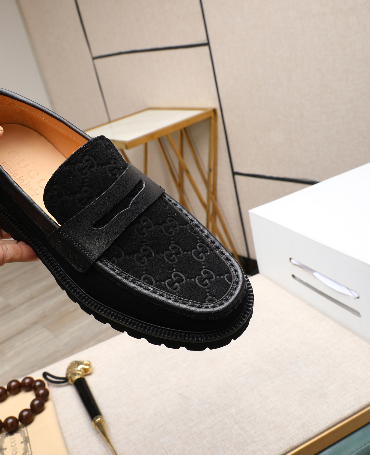 Gucci men's leather shoes-57