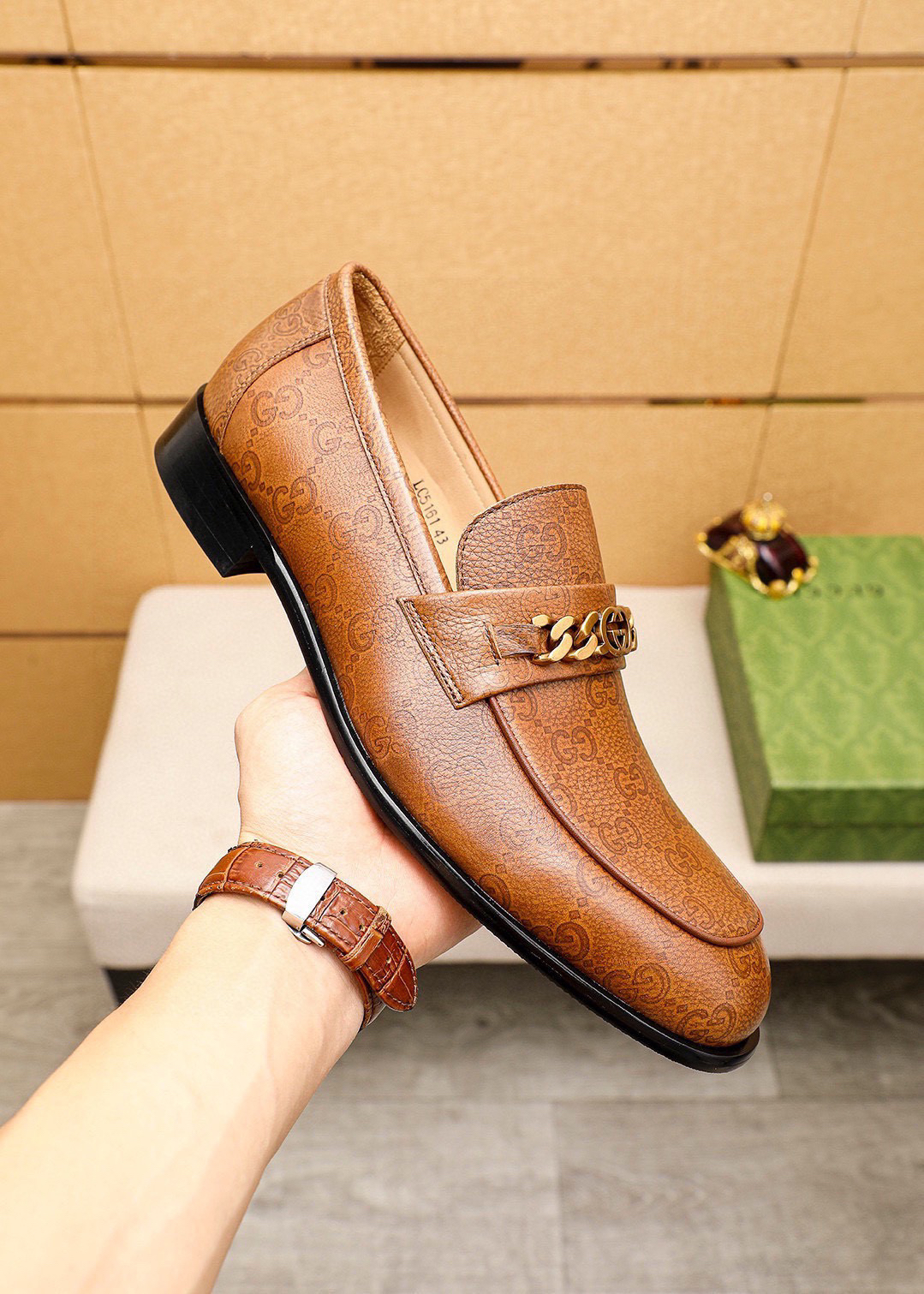 Gucci men's leather shoes-75