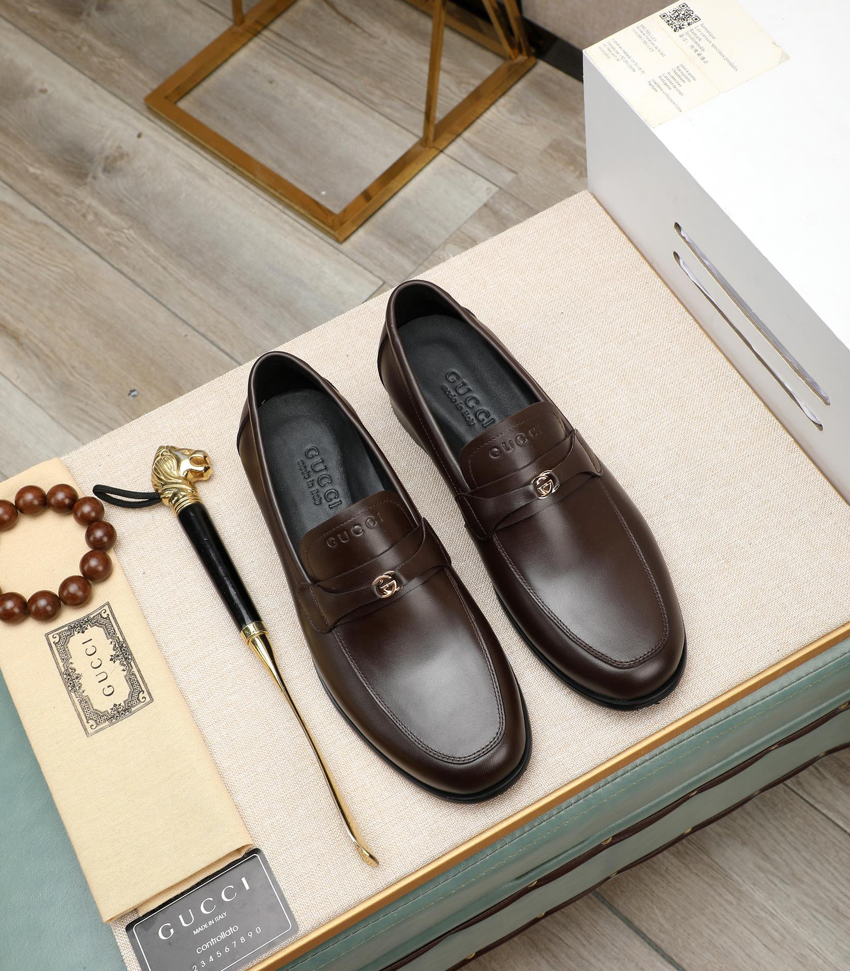 Gucci men's leather shoes-8