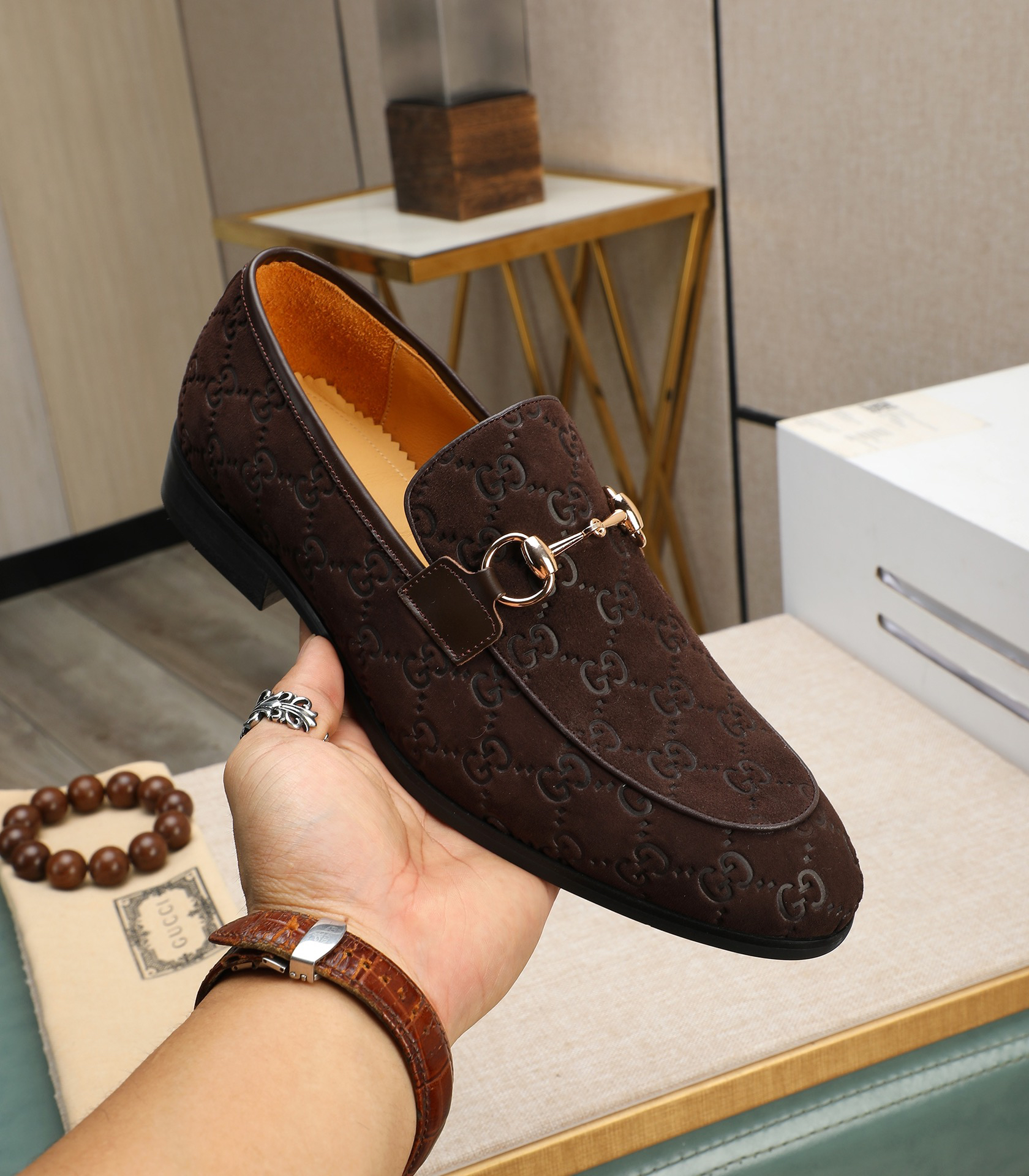 Gucci men's leather shoes-73