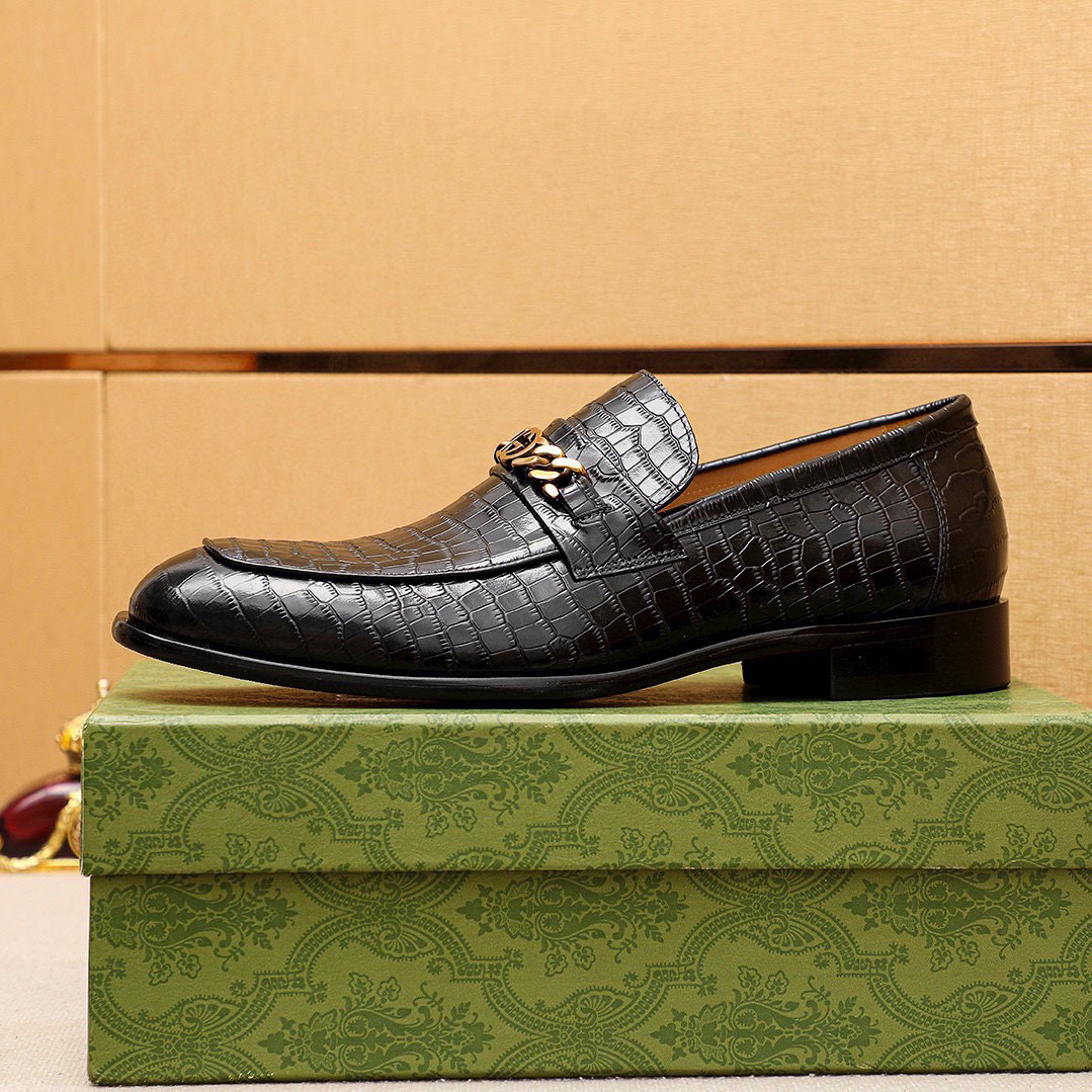 Gucci men's leather shoes-78