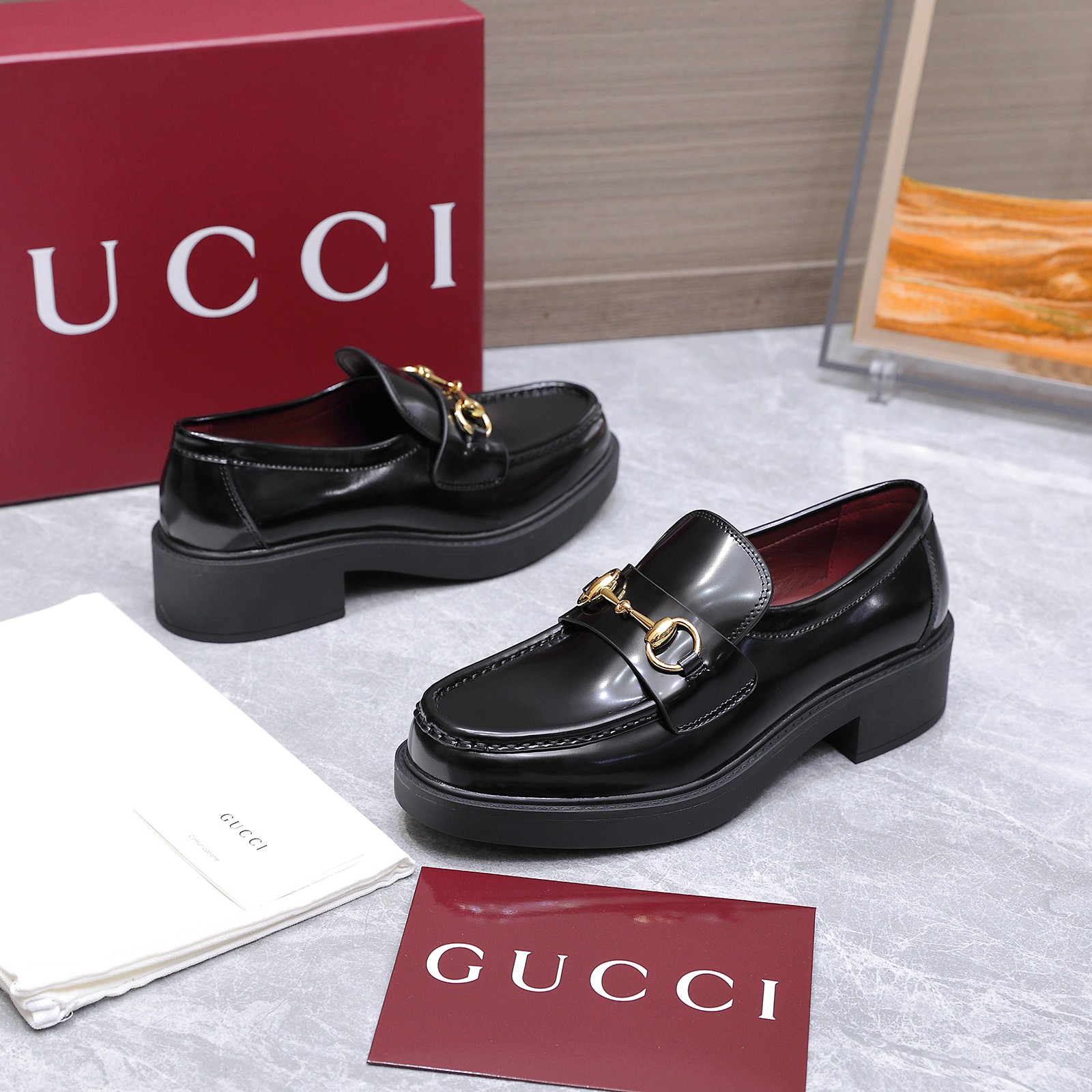 Gucci women's leather shoes-34