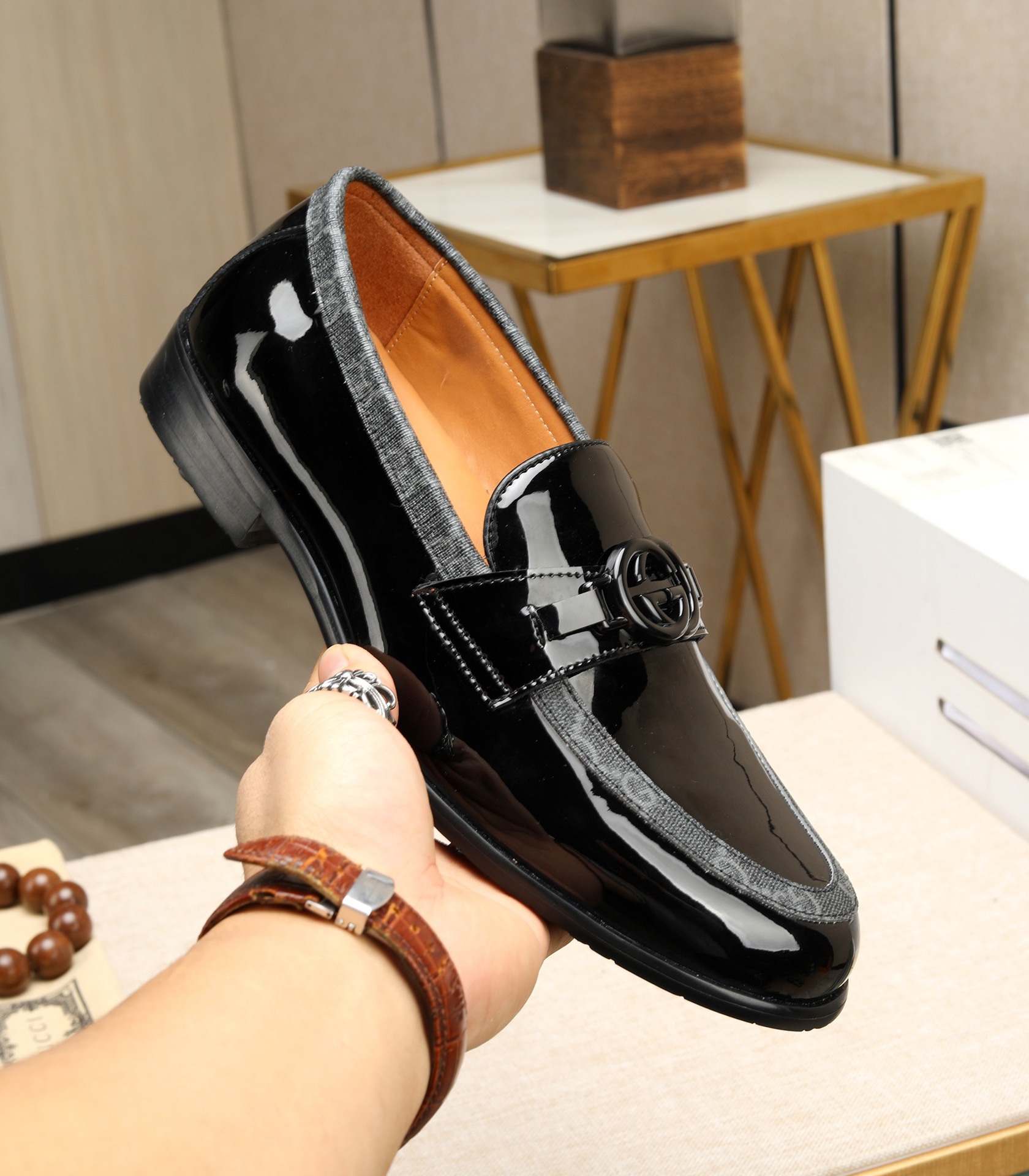 Gucci men's leather shoes-7