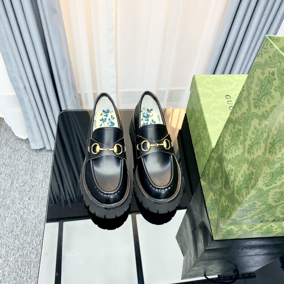 Gucci women's leather shoes-3